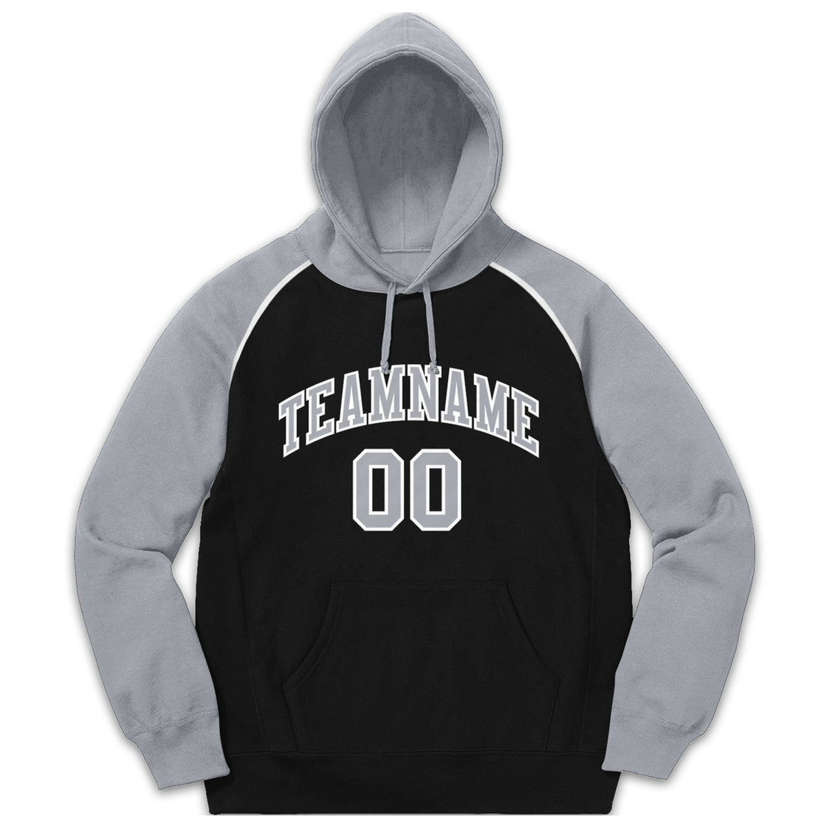 Custom Stitched Sportwear Black Gray-White Raglan Sleeves Pullover Hoodie| KXKSHOP