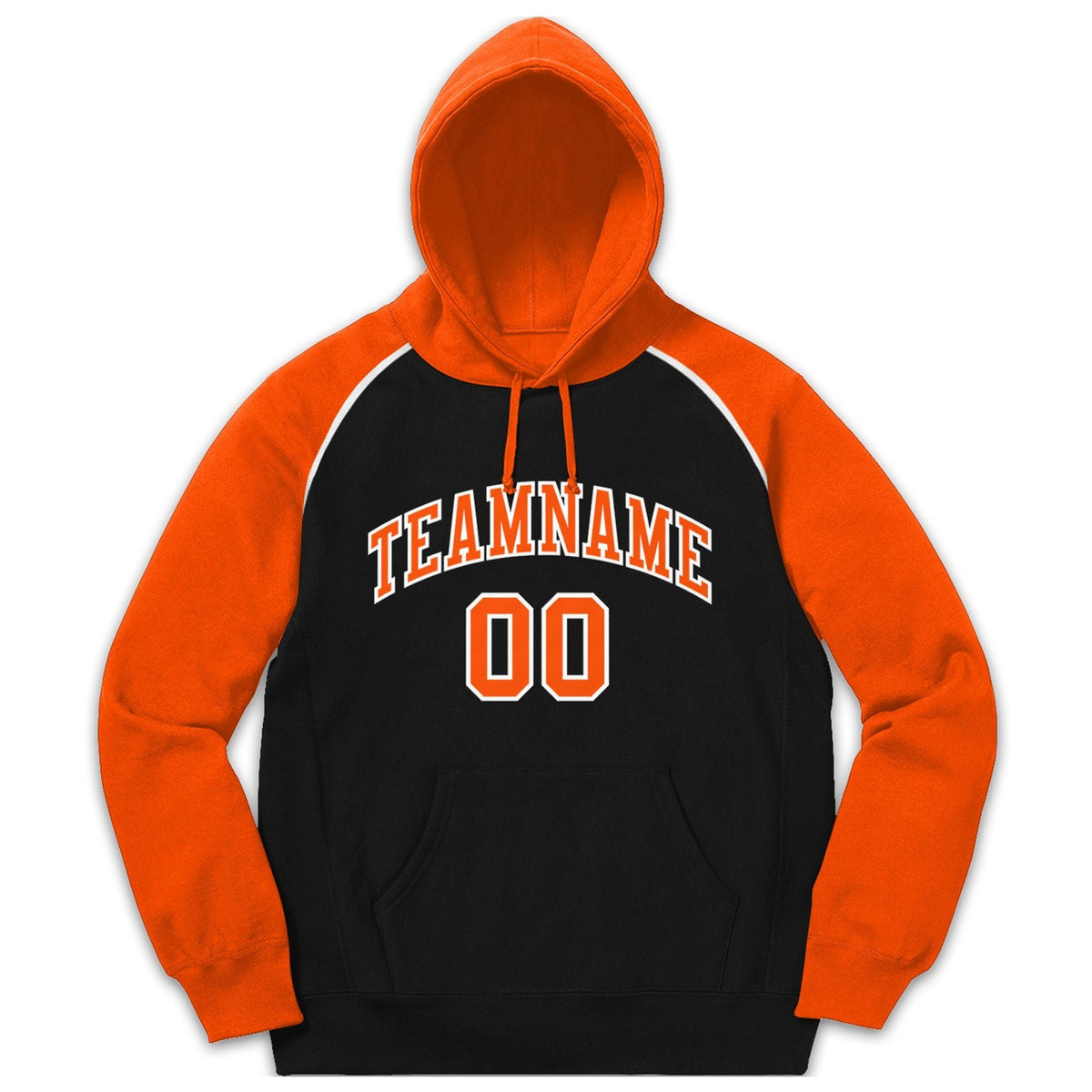 Custom Stitched Sportwear Black Orange-White Raglan Sleeves Pullover Hoodie| KXKSHOP
