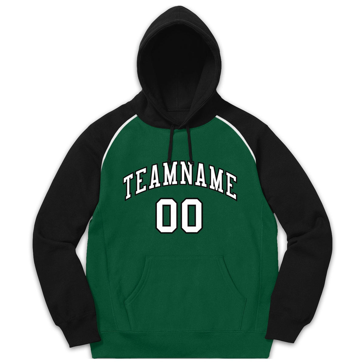 Custom Stitched Sportwear Green White-Black Raglan Sleeves Pullover Hoodie| KXKSHOP