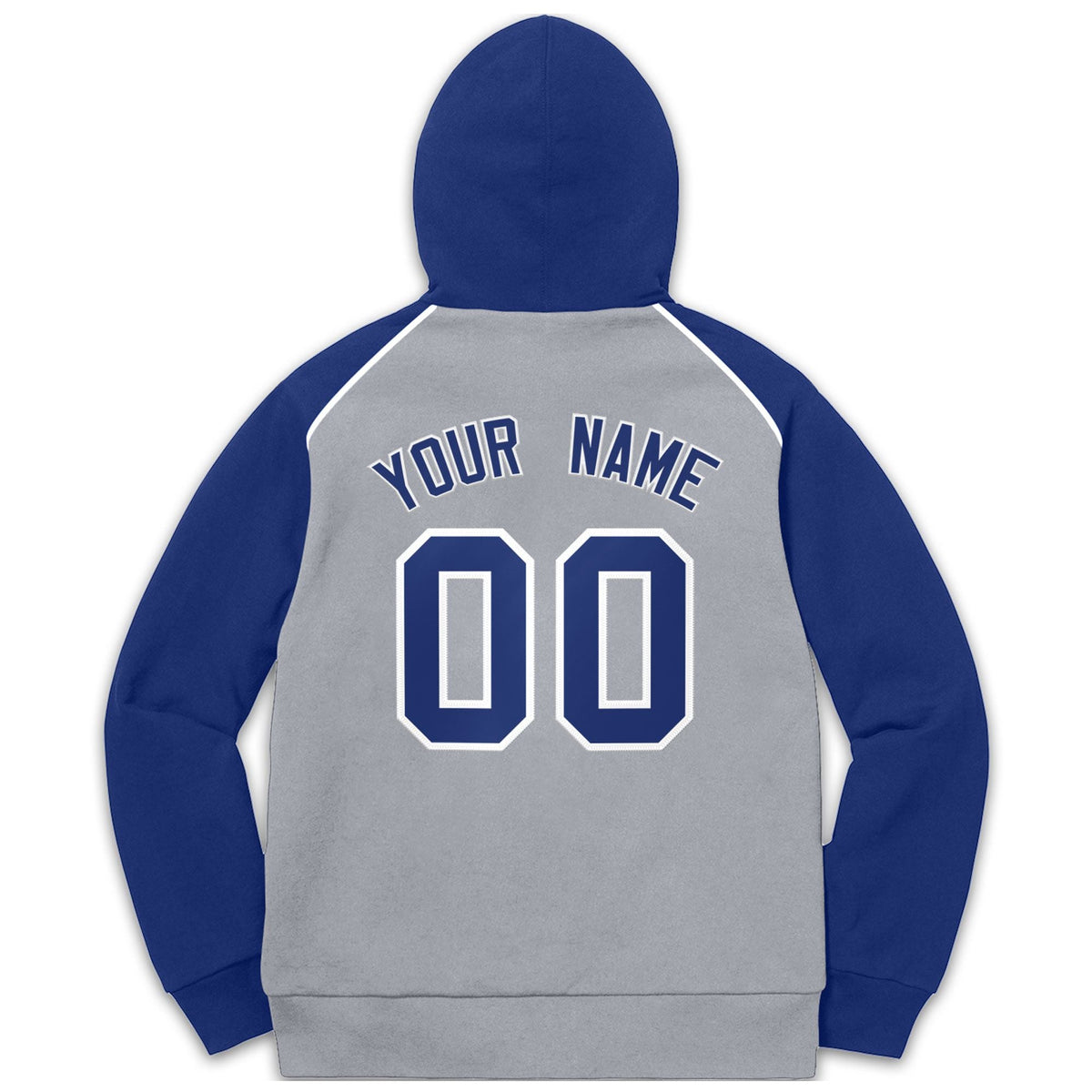 Custom Stitched Sportwear Gray Royal-White Raglan Sleeves Pullover Hoodie| KXKSHOP