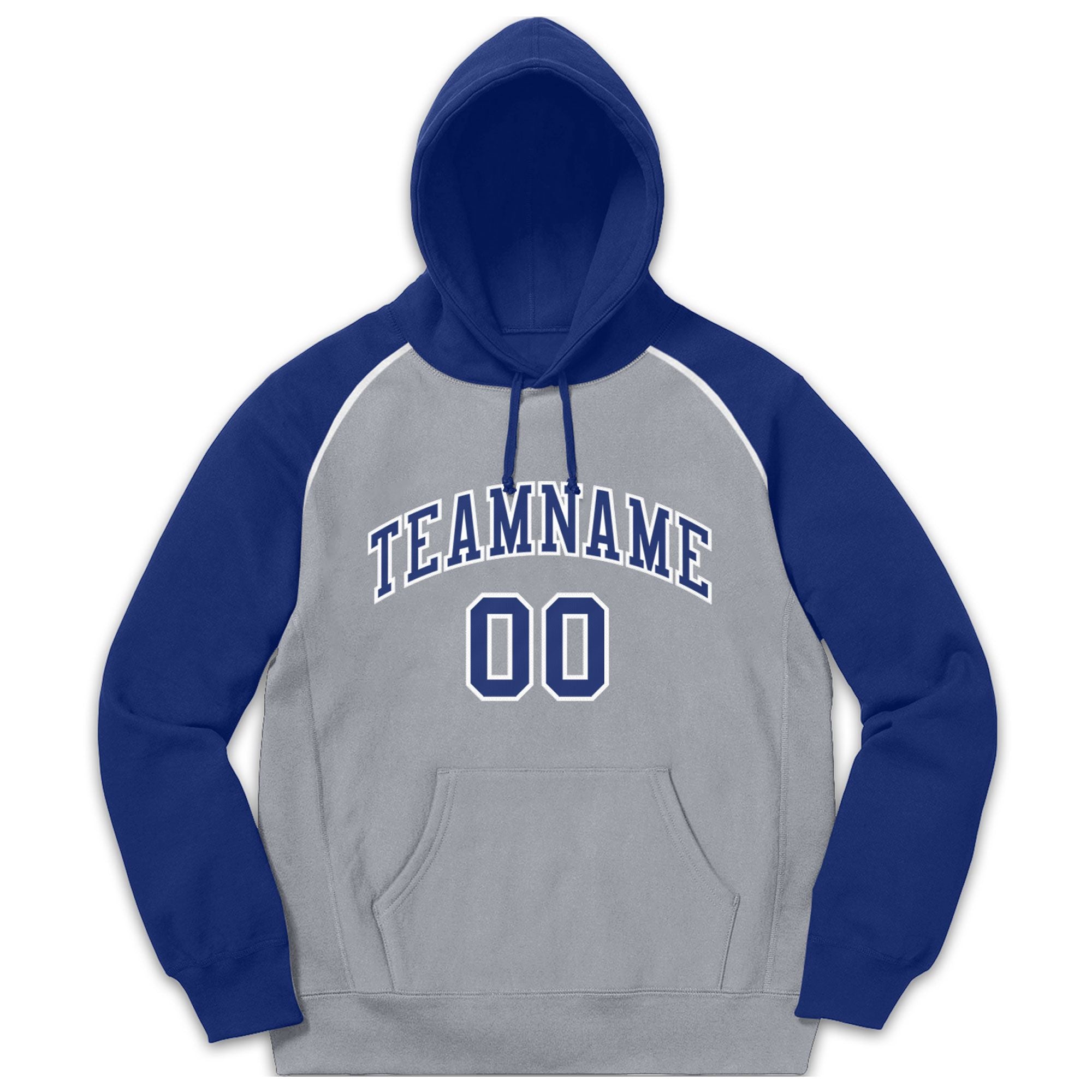 Custom Stitched Sportwear Gray Royal-White Raglan Sleeves Pullover Hoodie| KXKSHOP