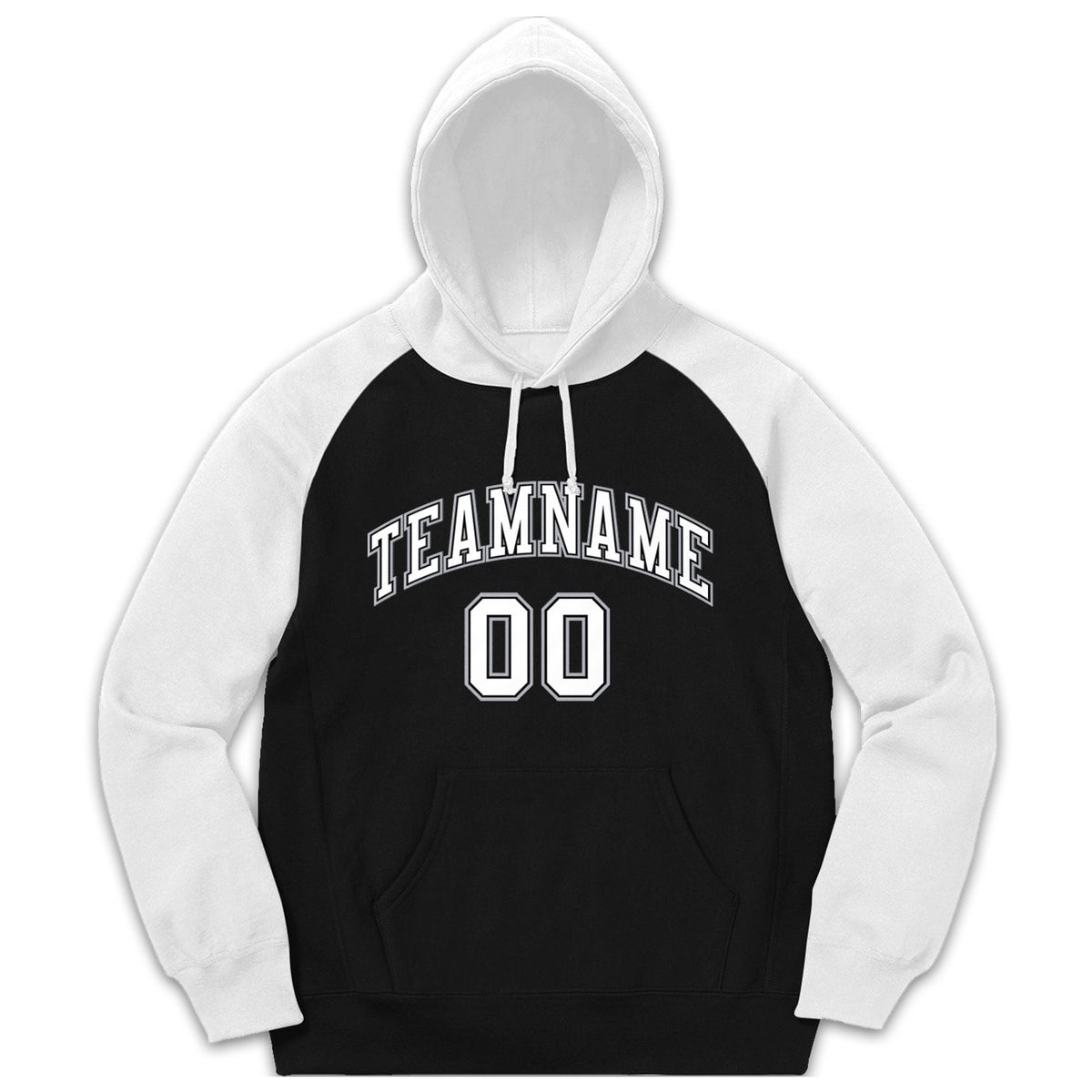Custom Stitched Sportwear Black White-Gray Raglan Sleeves Pullover Hoodie| KXKSHOP