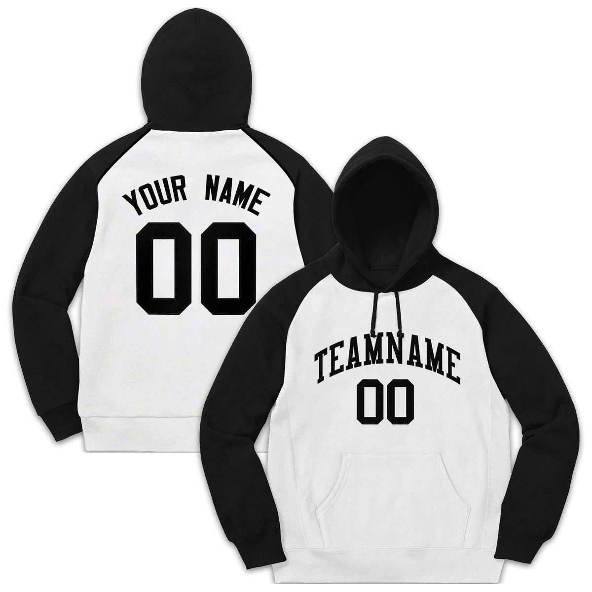 Custom Stitched Sportwear White Black Raglan Sleeves Pullover Hoodie| KXKSHOP