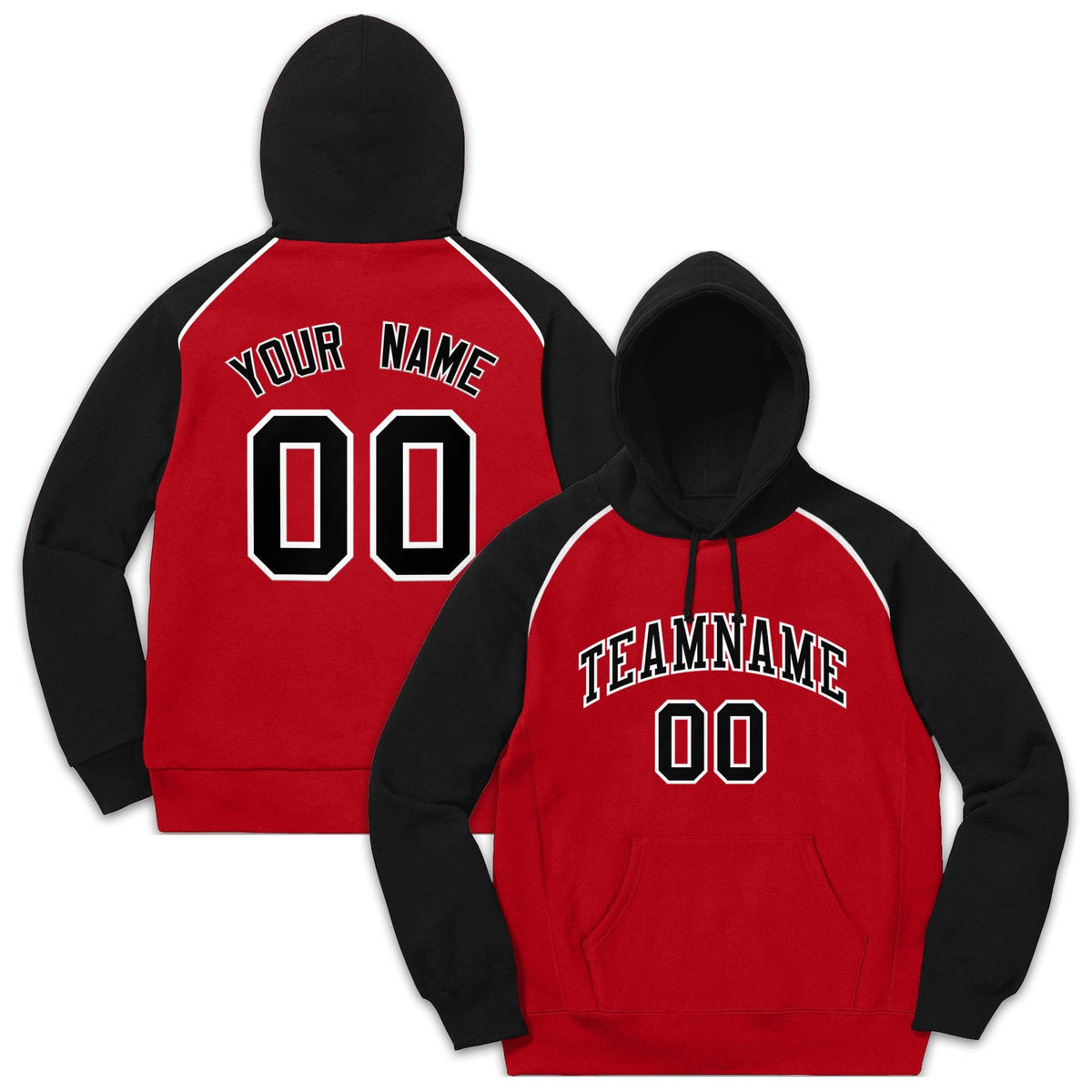 Custom Stitched Sportwear Red Black-White Raglan Sleeves Pullover Hoodie| KXKSHOP