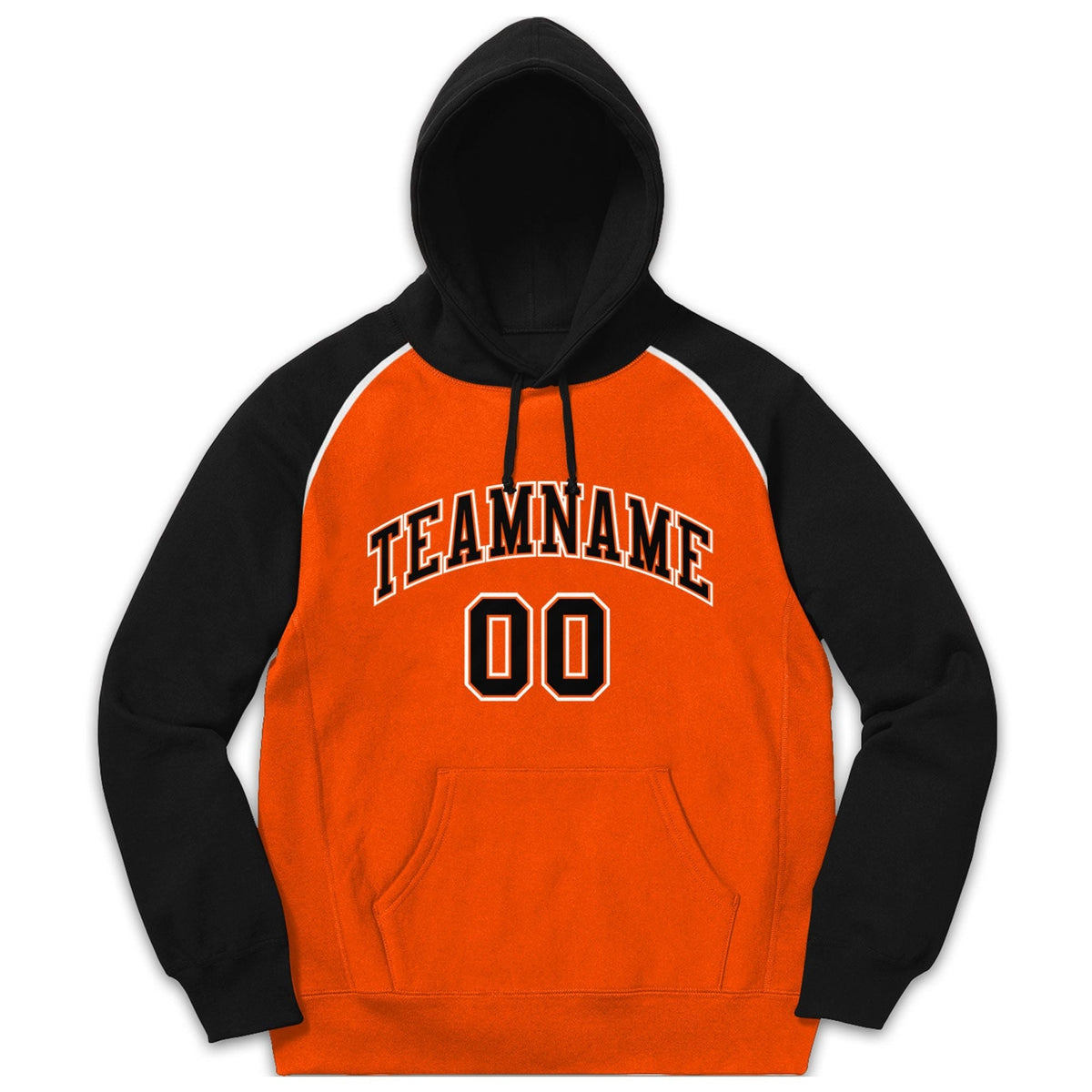 Custom Stitched Sportwear Orange Black-White Raglan Sleeves Pullover Hoodie| KXKSHOP