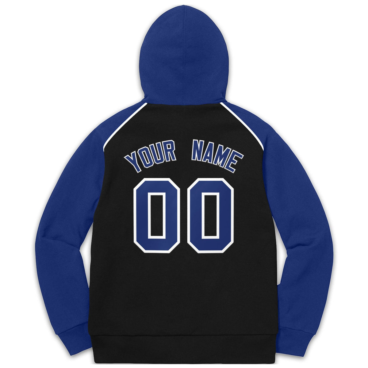Custom Stitched Sportwear Black Royal-White Raglan Sleeves Pullover Hoodie| KXKSHOP