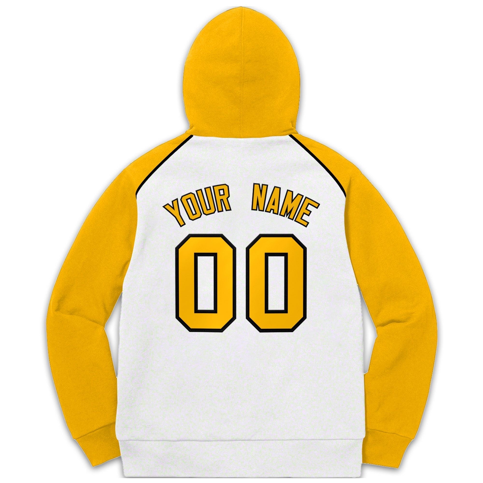 Custom Stitched Sportwear White Gold-Black Raglan Sleeves Pullover Hoodie| KXKSHOP