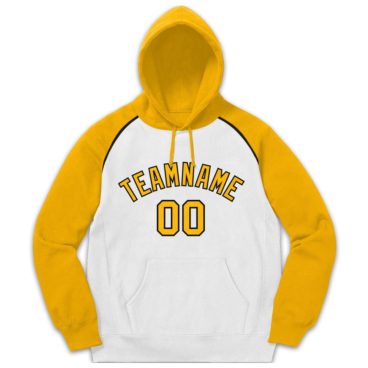 Custom Stitched Sportwear White Gold-Black Raglan Sleeves Pullover Hoodie| KXKSHOP