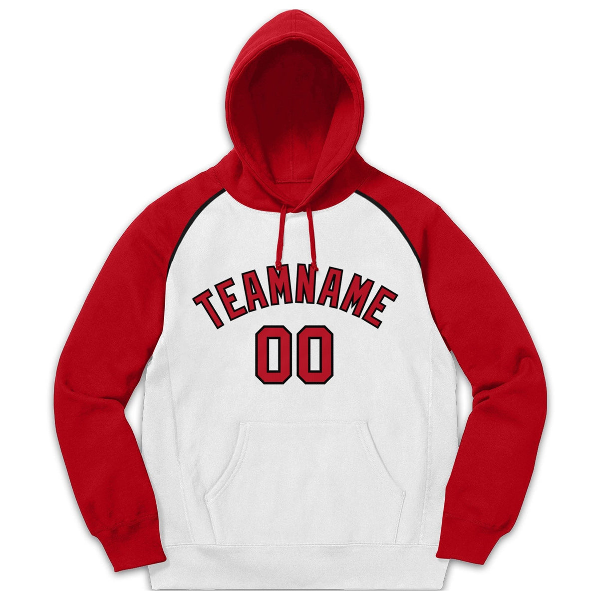 Custom Stitched Sportwear White Red-Black Raglan Sleeves Pullover Hoodie| KXKSHOP