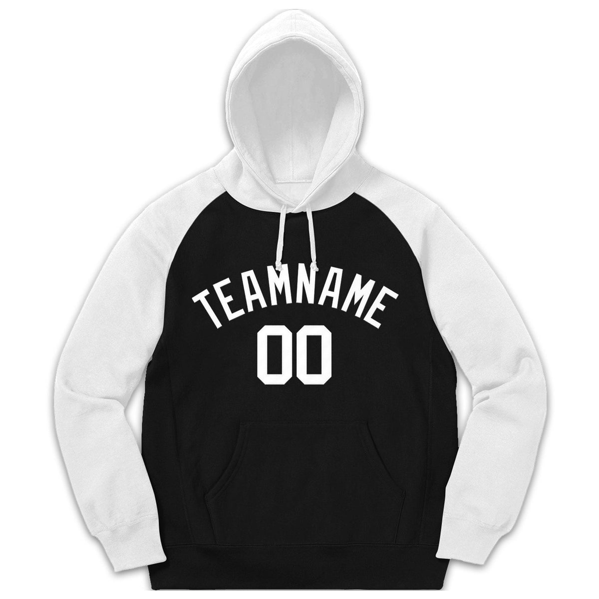 Custom Stitched Sportwear Black White Raglan Sleeves Pullover Hoodie| KXKSHOP