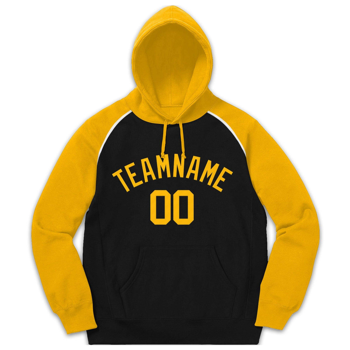 Custom Stitched Sportwear Black Gold Raglan Sleeves Pullover Hoodie| KXKSHOP