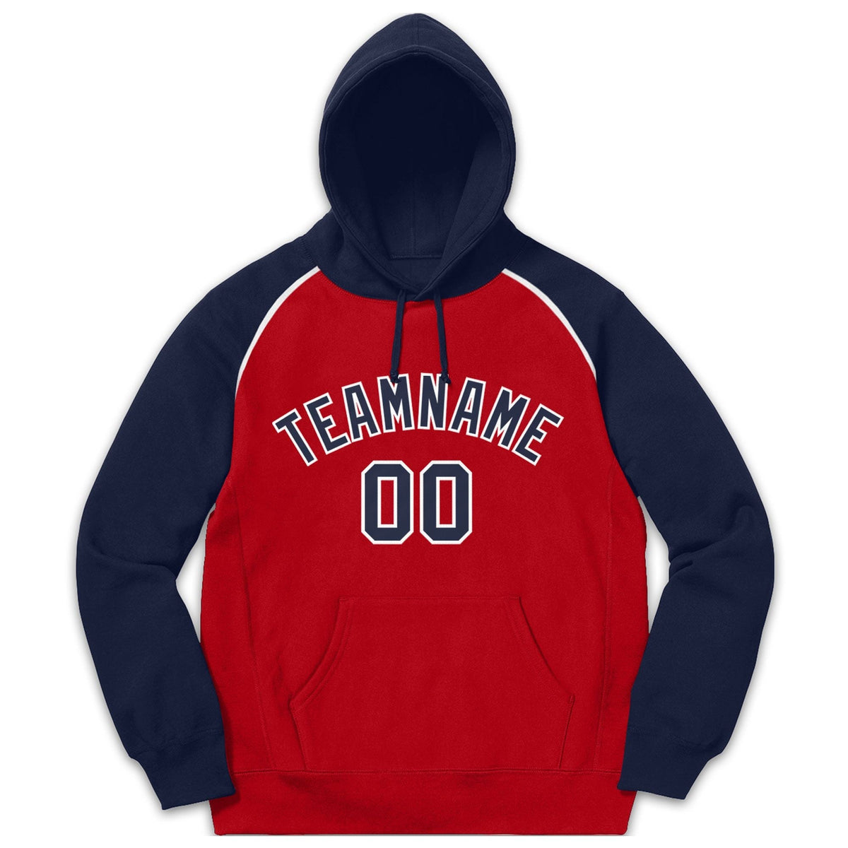 Custom Stitched Sportwear Red Navy-White Raglan Sleeves Pullover Hoodie| KXKSHOP
