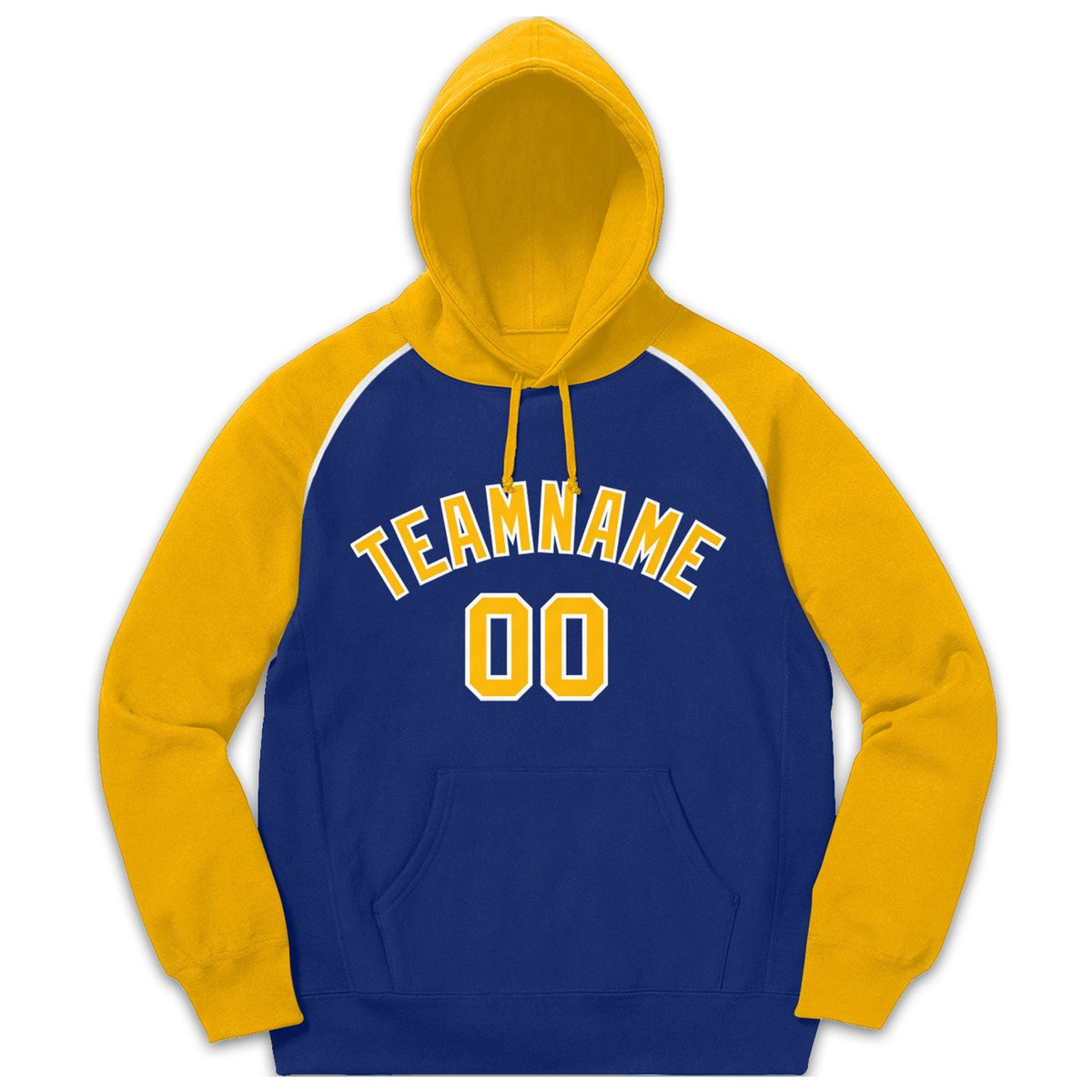 Custom Stitched Sportwear Royal Gold-White Raglan Sleeves Pullover Hoodie| KXKSHOP