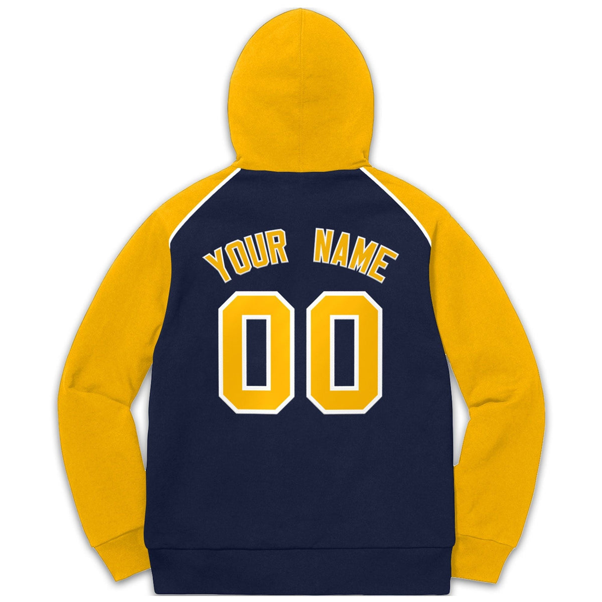 Custom Stitched Sportwear Navy Gold-White Raglan Sleeves Pullover Hoodie| KXKSHOP