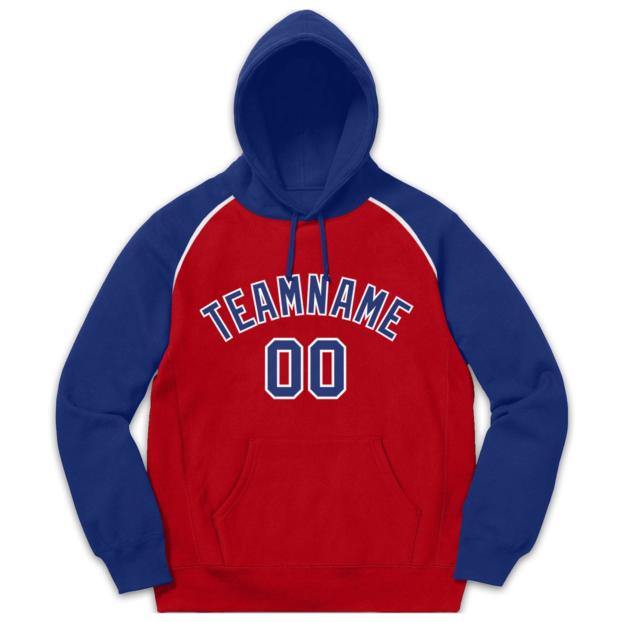 Custom Stitched Sportwear Red Royal-White Raglan Sleeves Pullover Hoodie| KXKSHOP