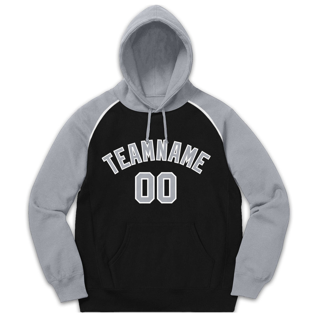 Custom Stitched Sportwear Black Gray-White Raglan Sleeves Pullover Hoodie| KXKSHOP