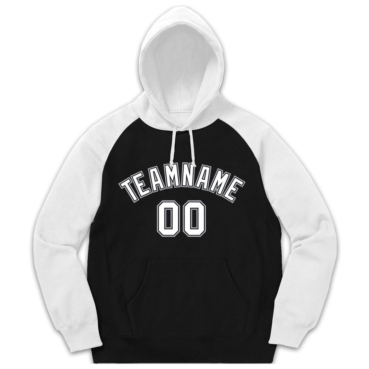 Custom Stitched Sportwear Black White-Gray Raglan Sleeves Pullover Hoodie| KXKSHOP