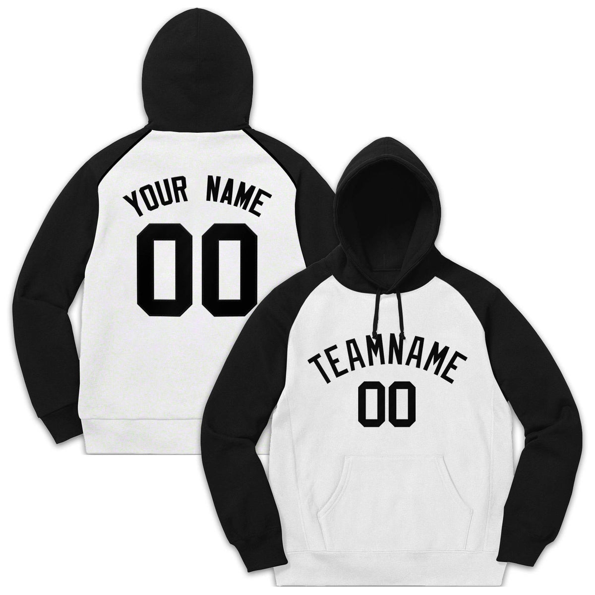 Custom Stitched Sportwear White Black Raglan Sleeves Pullover Hoodie| KXKSHOP