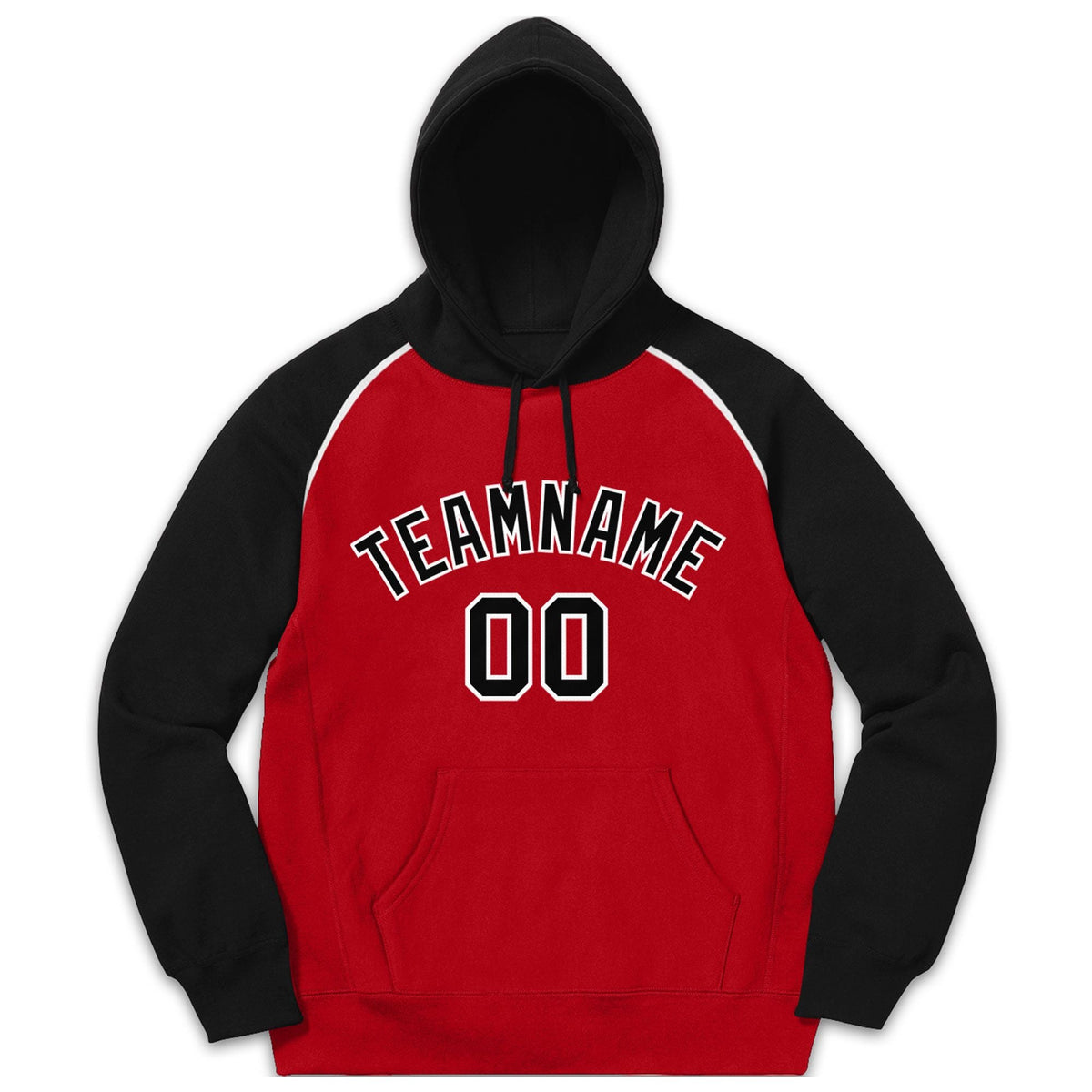 Custom Stitched Sportwear Red Black-White Raglan Sleeves Pullover Hoodie| KXKSHOP