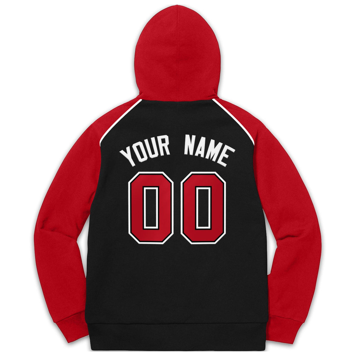 Custom Stitched Sportwear Black Red-White Raglan Sleeves Pullover Hoodie| KXKSHOP