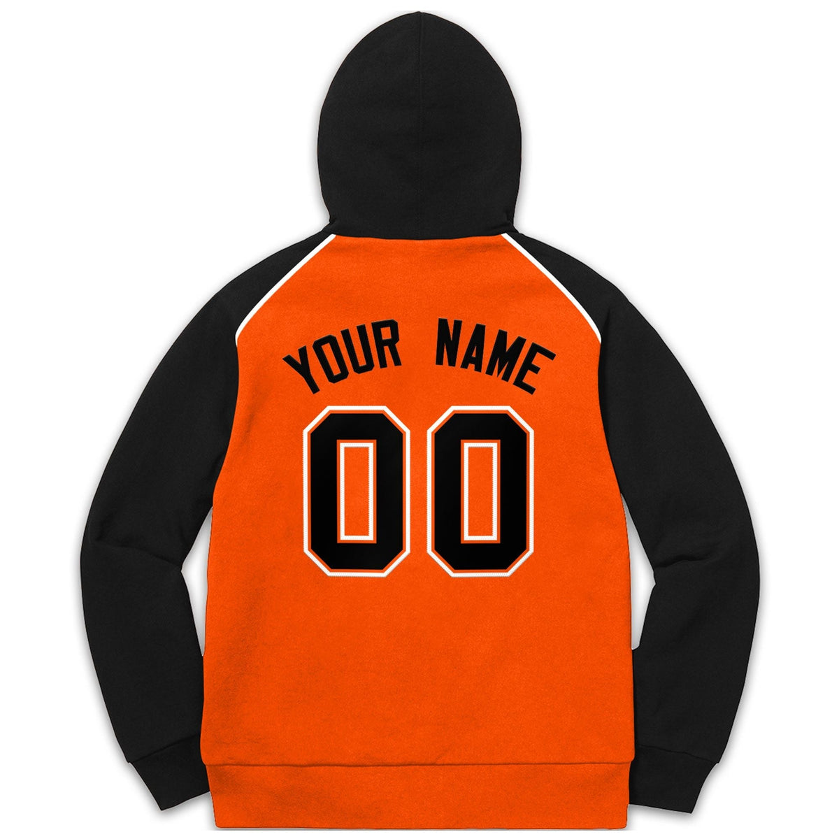 Custom Stitched Sportwear Orange Black-White Raglan Sleeves Pullover Hoodie| KXKSHOP