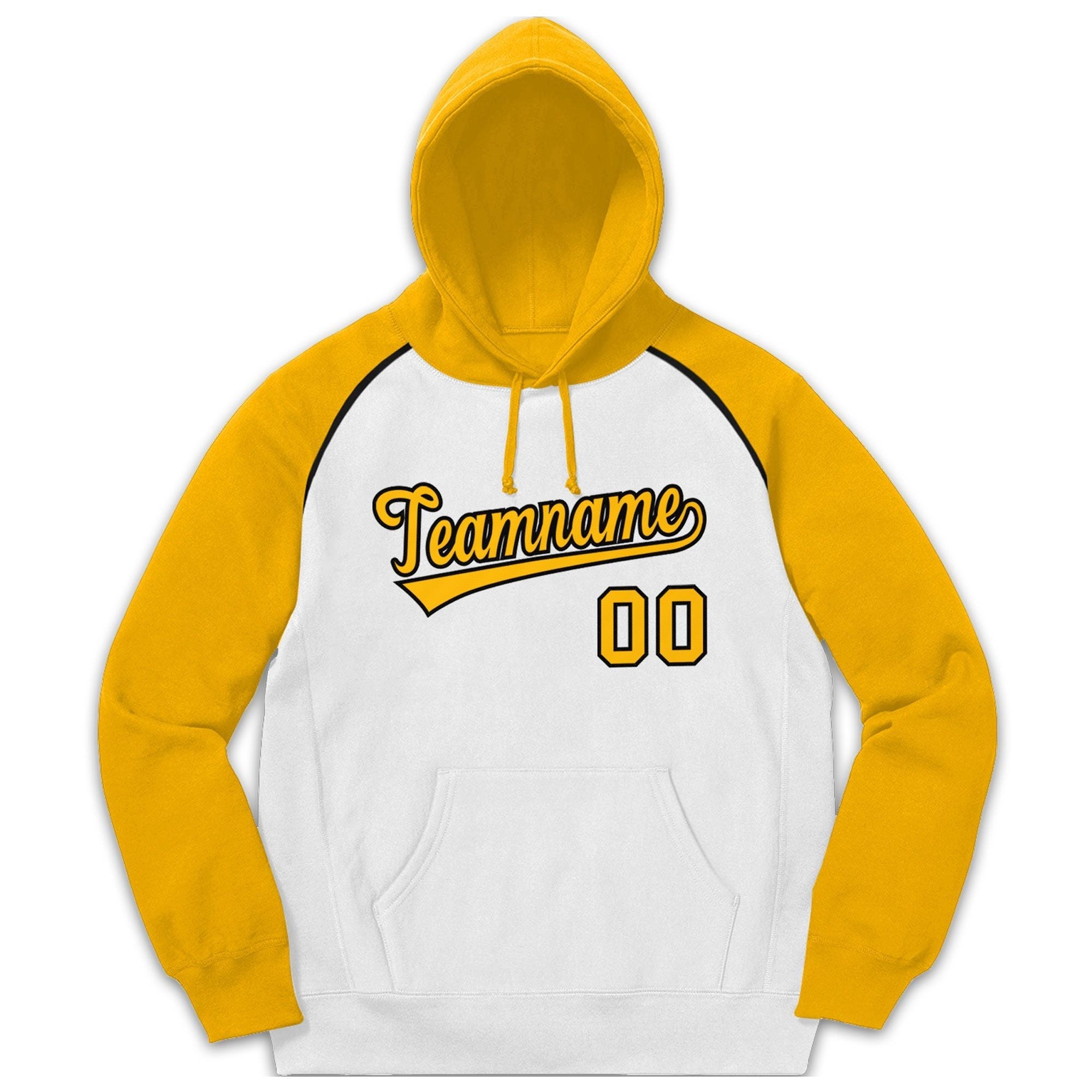 Custom Stitched Sportwear White Gold-Black Raglan Sleeves Pullover Hoodie| KXKSHOP