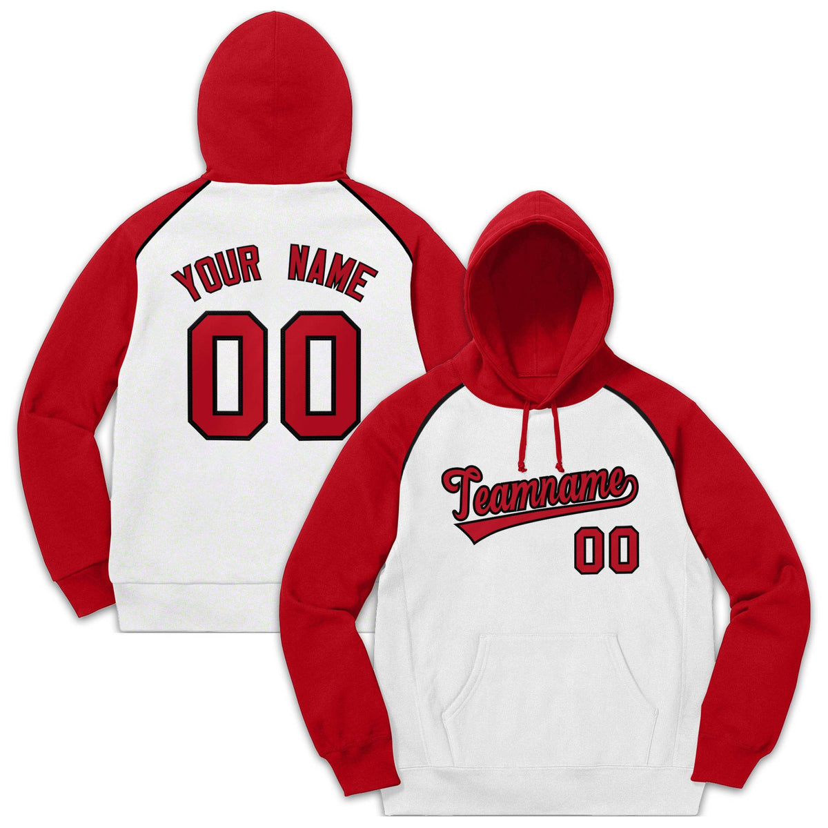Custom Stitched Sportwear White Red-Black Raglan Sleeves Pullover Hoodie| KXKSHOP