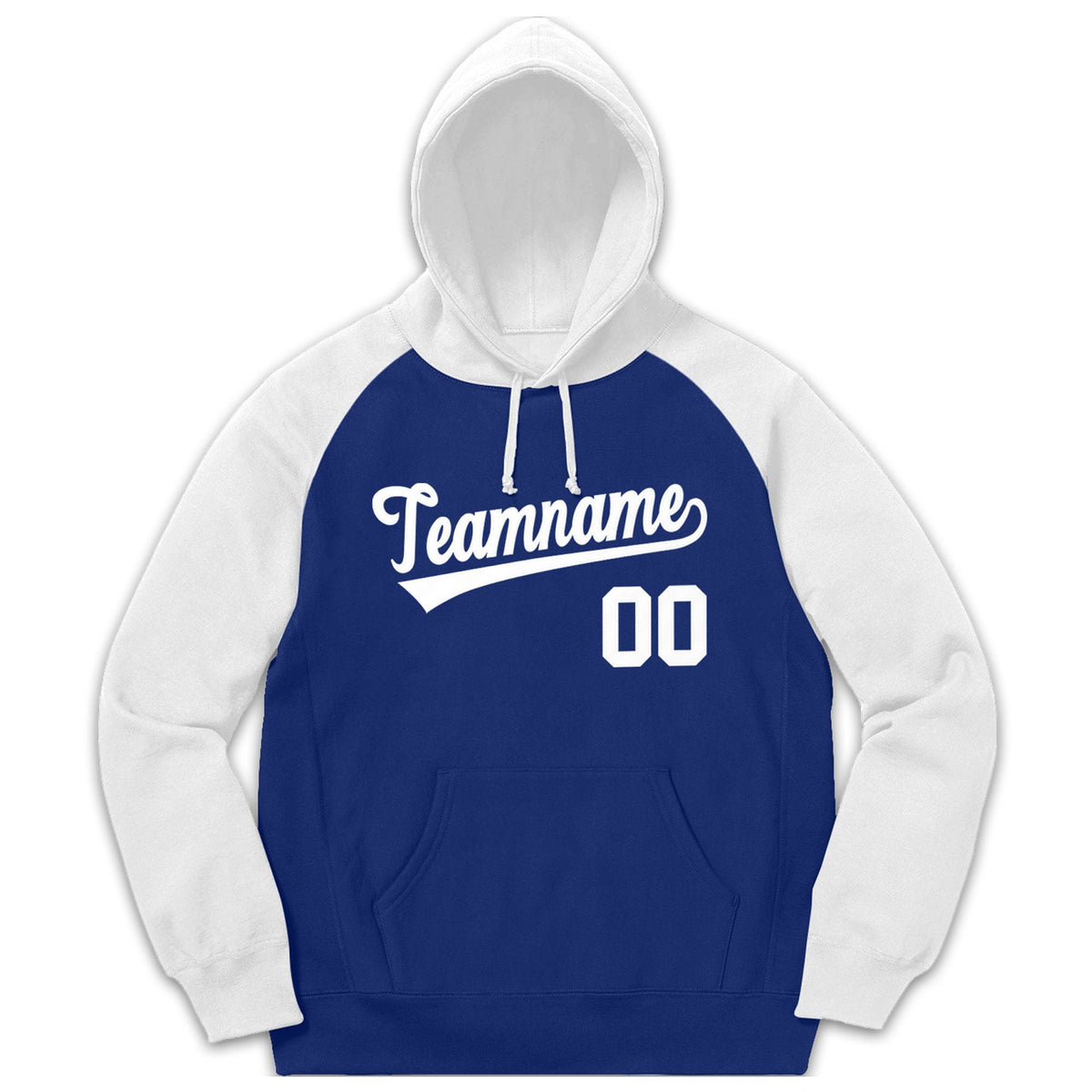Custom Stitched Sportwear Royal White Raglan Sleeves Pullover Hoodie| KXKSHOP