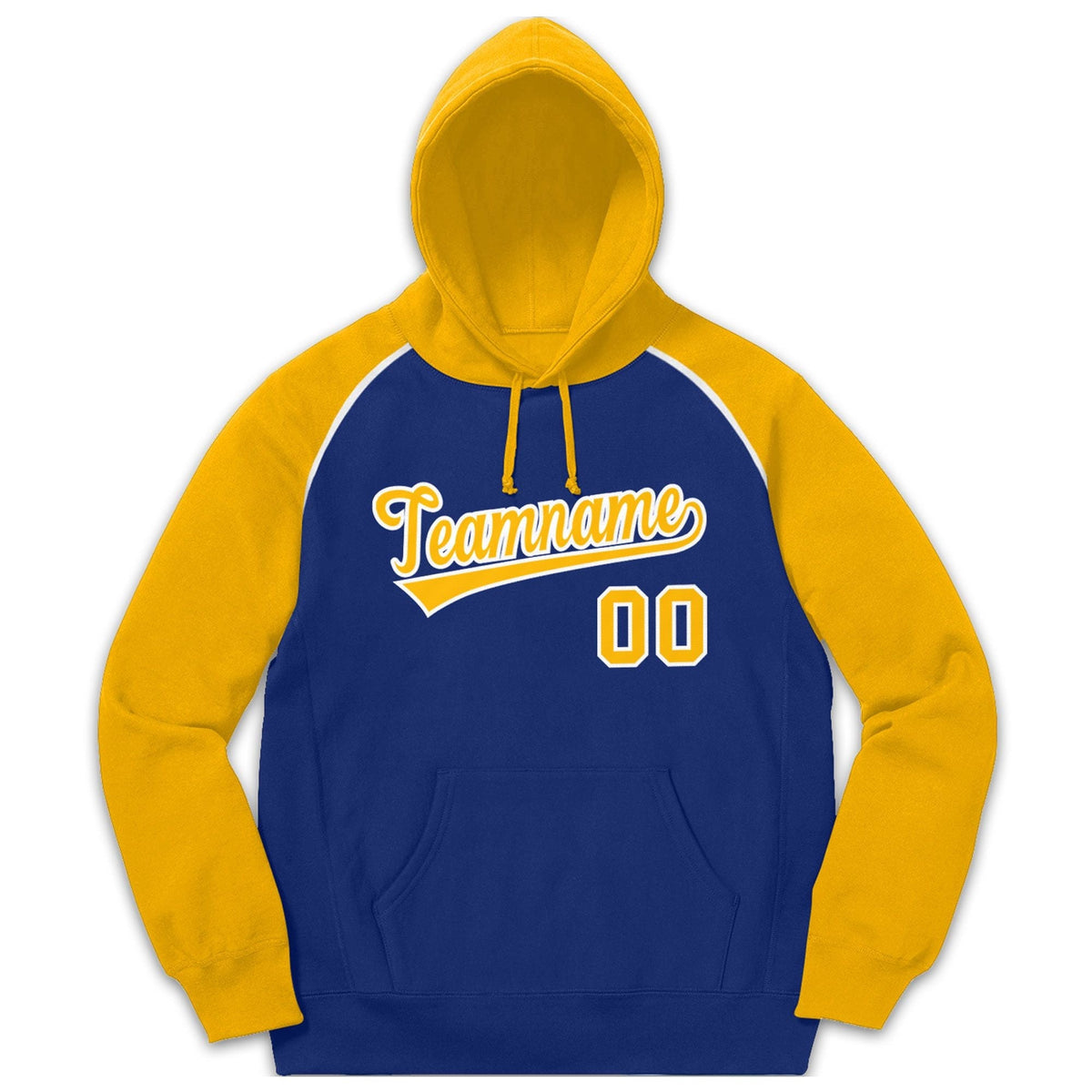 Custom Stitched Sportwear Royal Gold-White Raglan Sleeves Pullover Hoodie| KXKSHOP