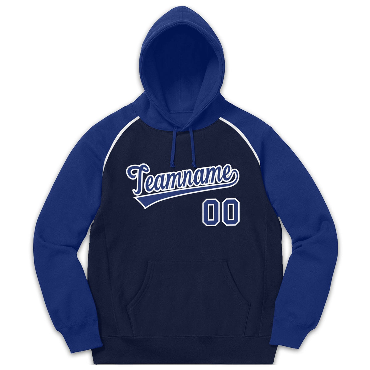 Custom Stitched Sportwear Navy Royal-White Raglan Sleeves Pullover Hoodie| KXKSHOP
