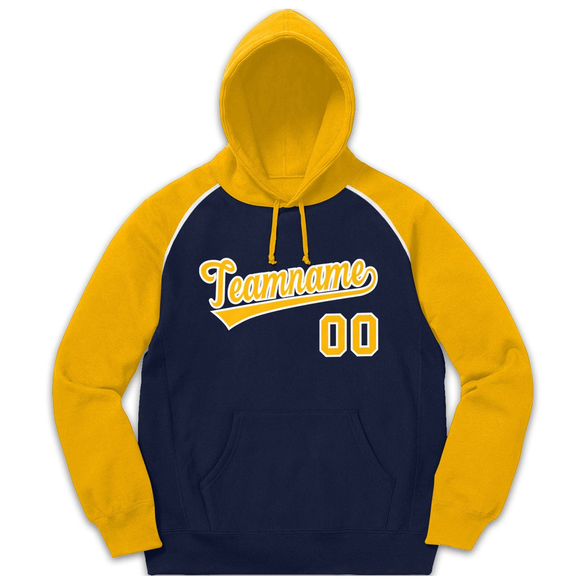 Custom Stitched Sportwear Navy Gold-White Raglan Sleeves Pullover Hoodie| KXKSHOP