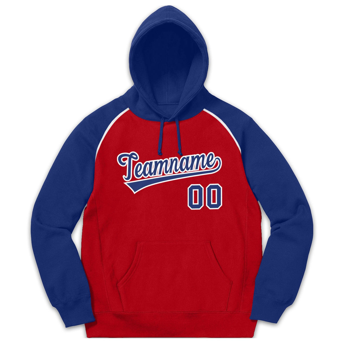 Custom Stitched Sportwear Red Royal-White Raglan Sleeves Pullover Hoodie| KXKSHOP
