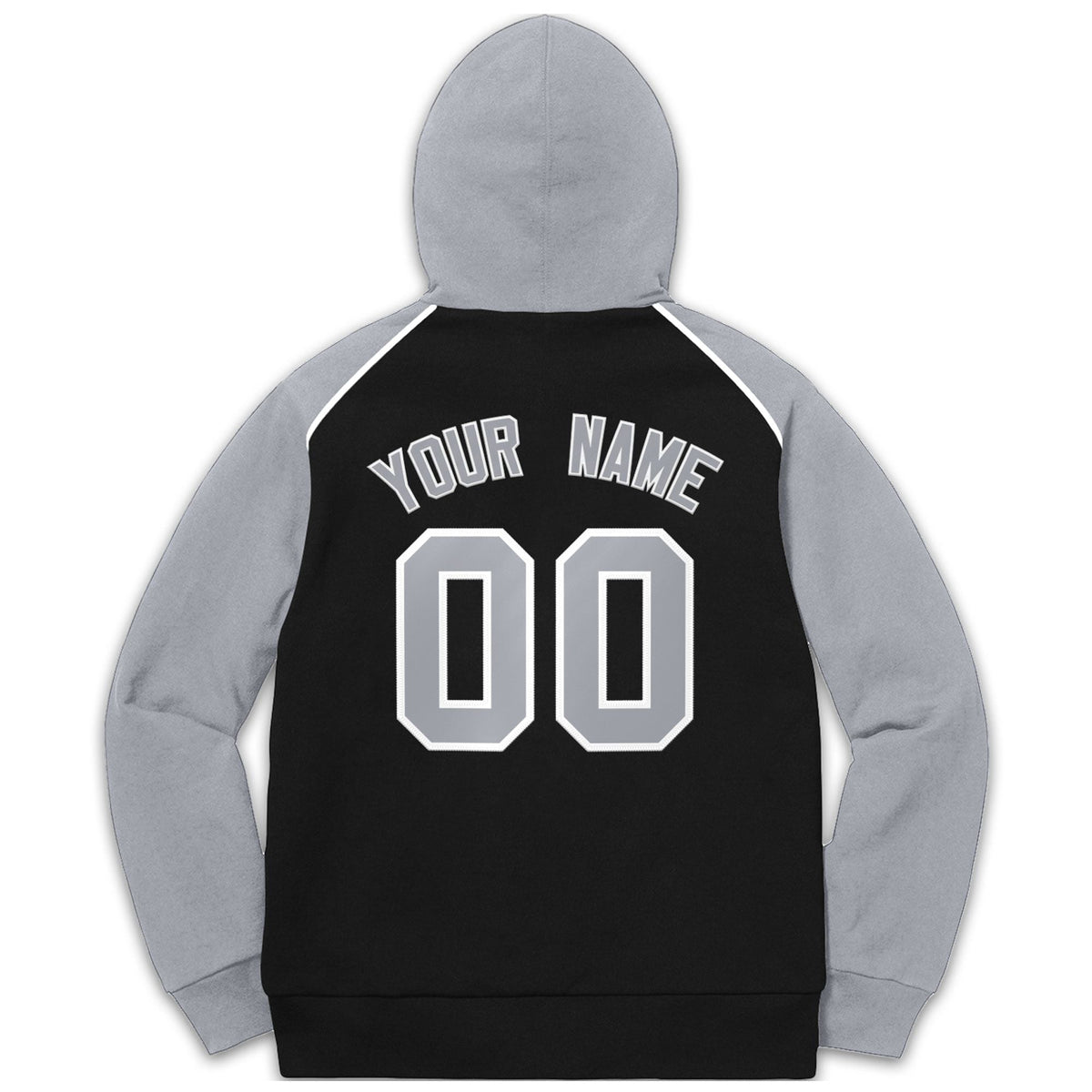 Custom Stitched Sportwear Black Gray-White Raglan Sleeves Pullover Hoodie| KXKSHOP