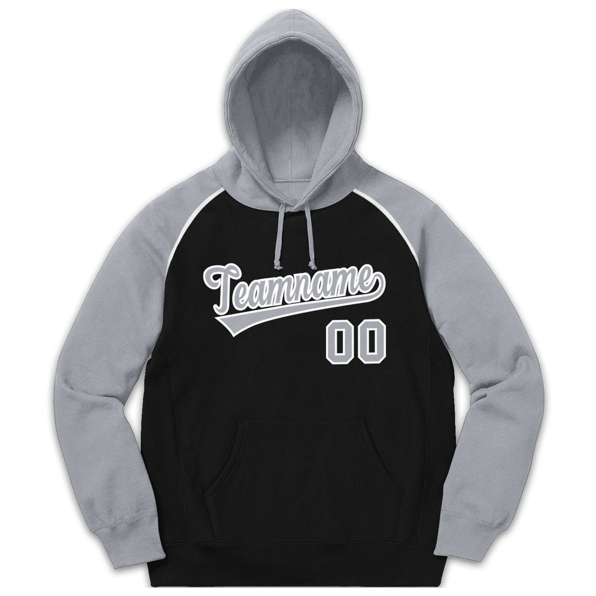 Custom Stitched Sportwear Black Gray-White Raglan Sleeves Pullover Hoodie| KXKSHOP