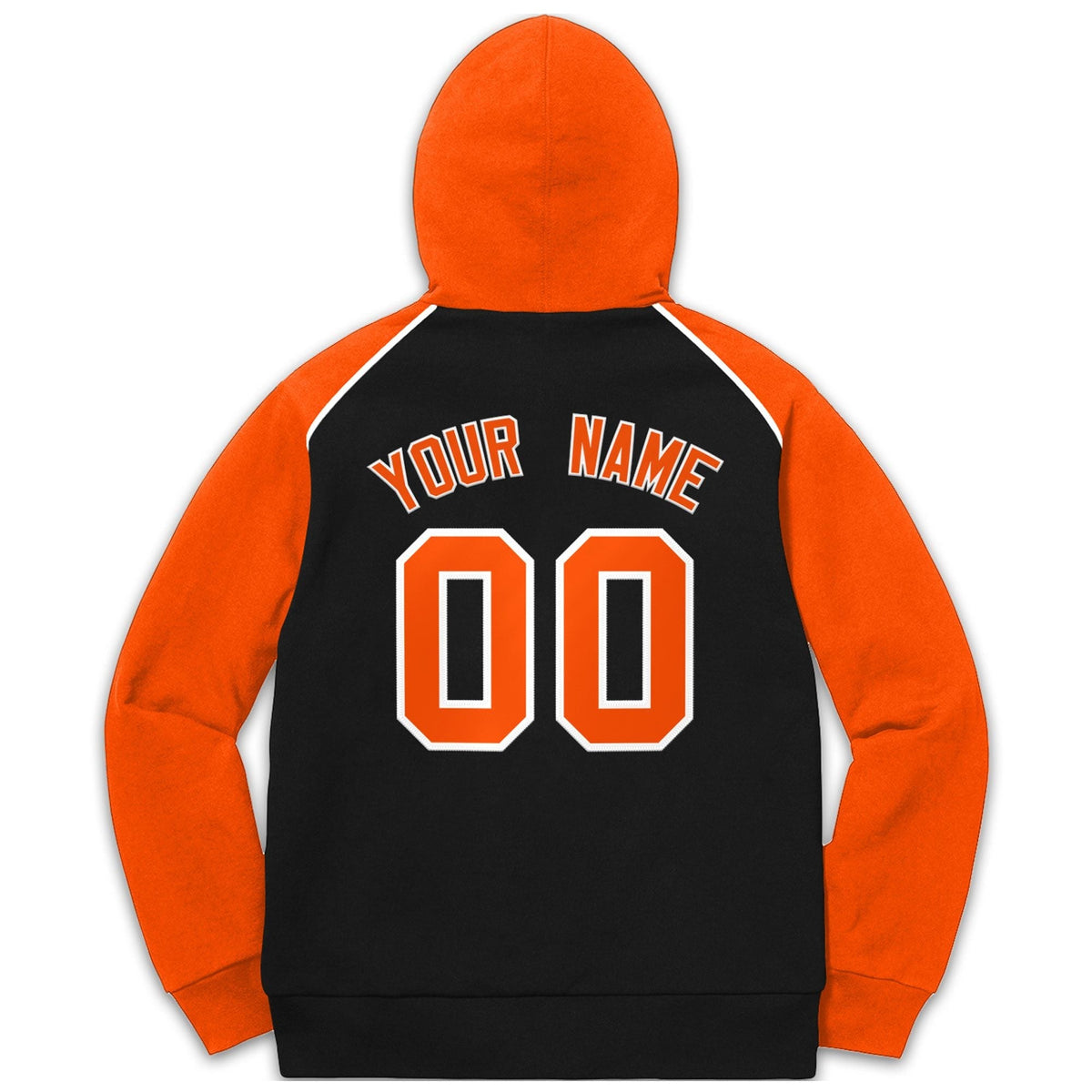 Custom Stitched Sportwear Black Orange-White Raglan Sleeves Pullover Hoodie| KXKSHOP