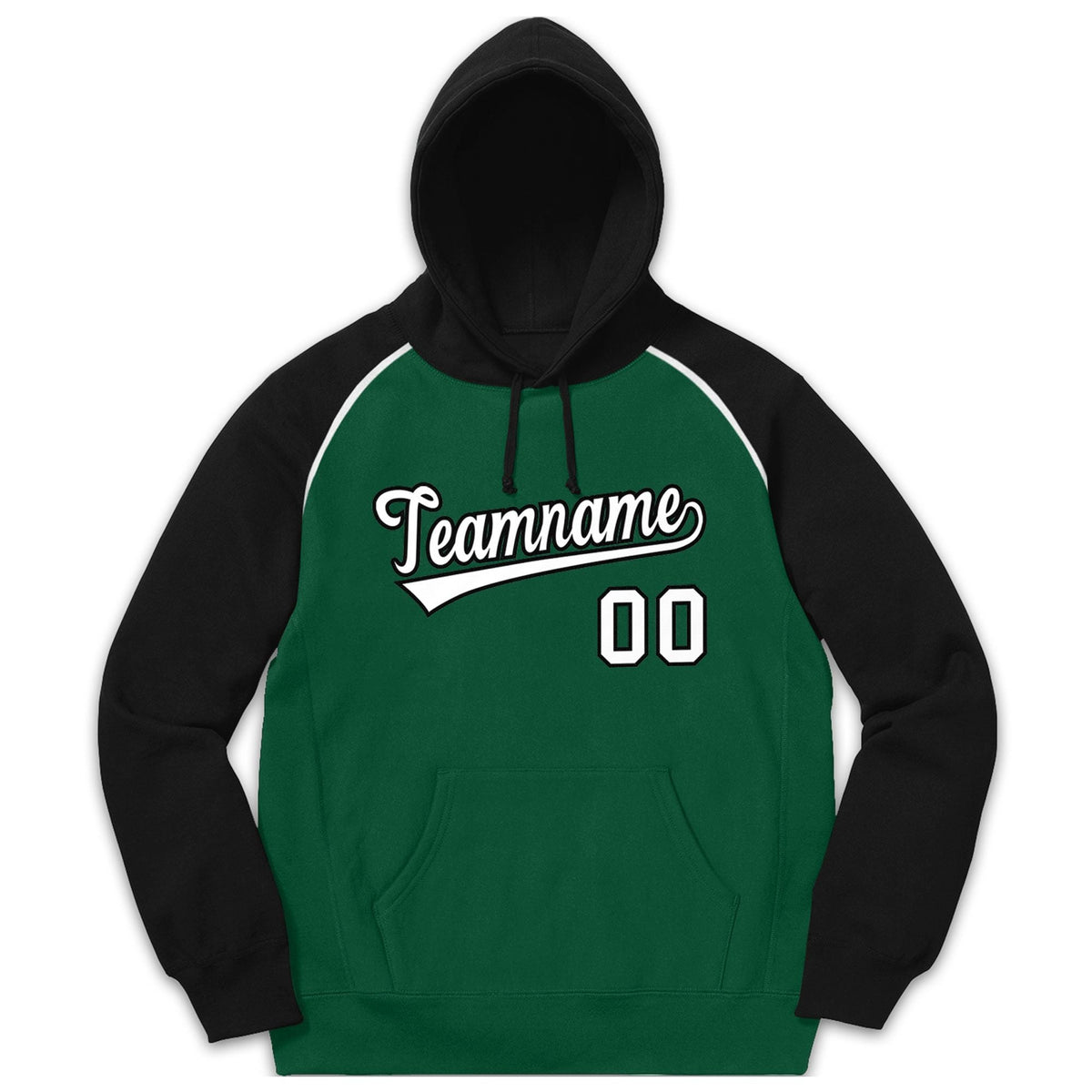 Custom Stitched Sportwear Green White-Black Raglan Sleeves Pullover Hoodie| KXKSHOP