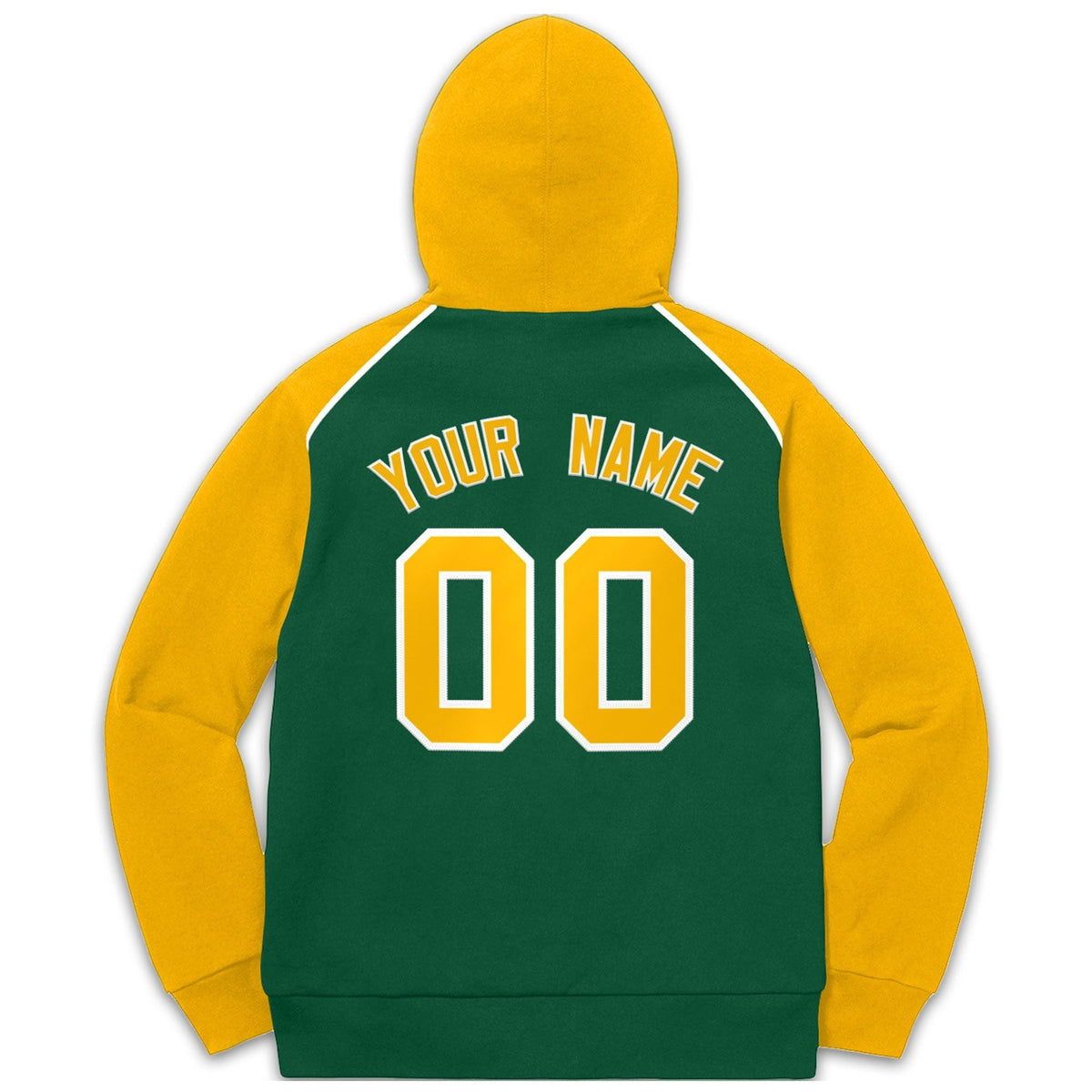 Custom Stitched Sportwear Green Gold-White Raglan Sleeves Pullover Hoodie| KXKSHOP