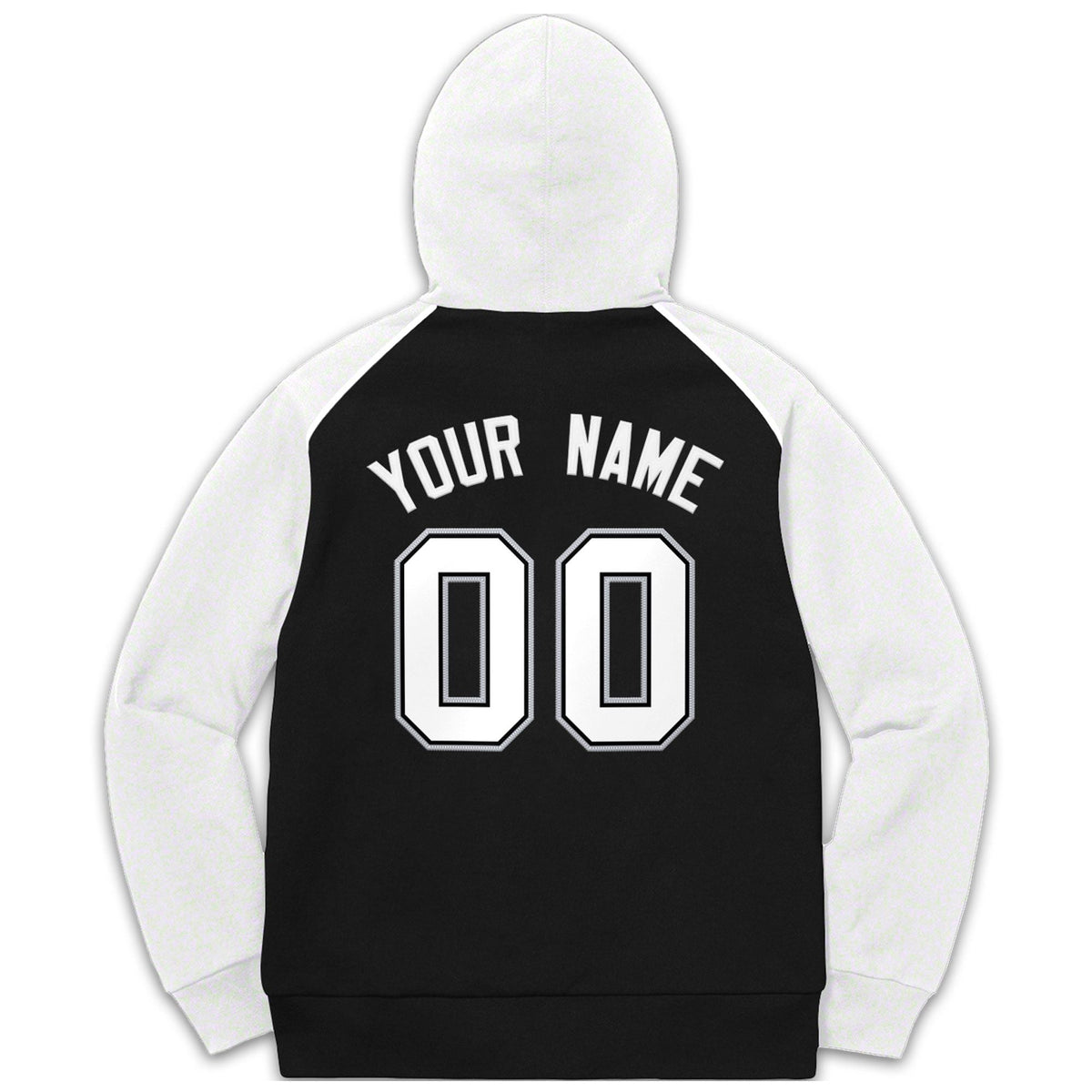 Custom Stitched Sportwear Black White-Gray Raglan Sleeves Pullover Hoodie| KXKSHOP