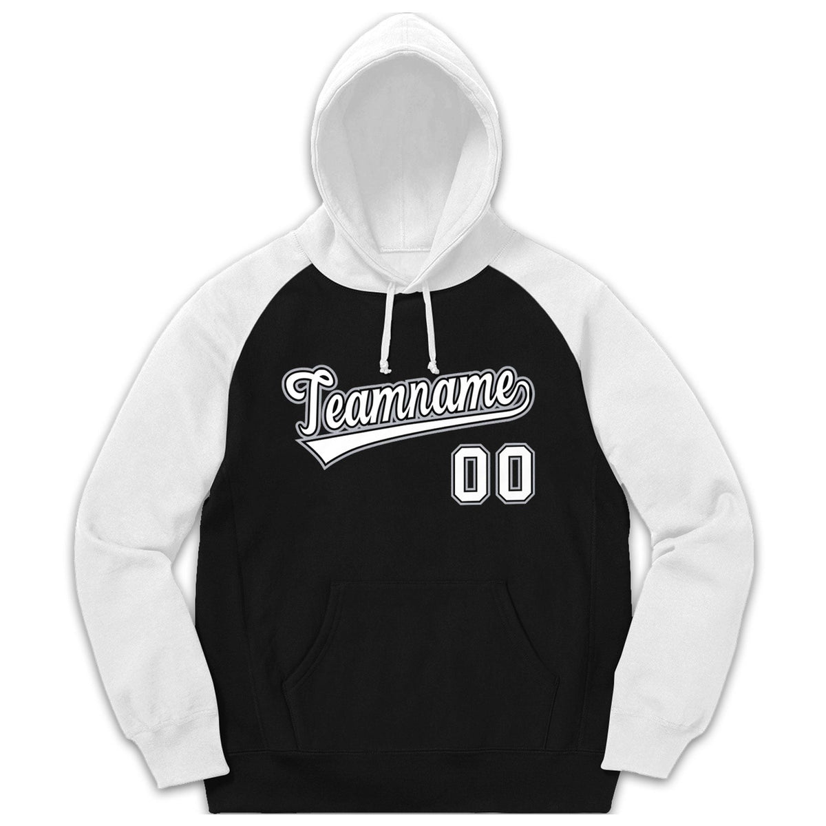 Custom Stitched Sportwear Black White-Gray Raglan Sleeves Pullover Hoodie| KXKSHOP