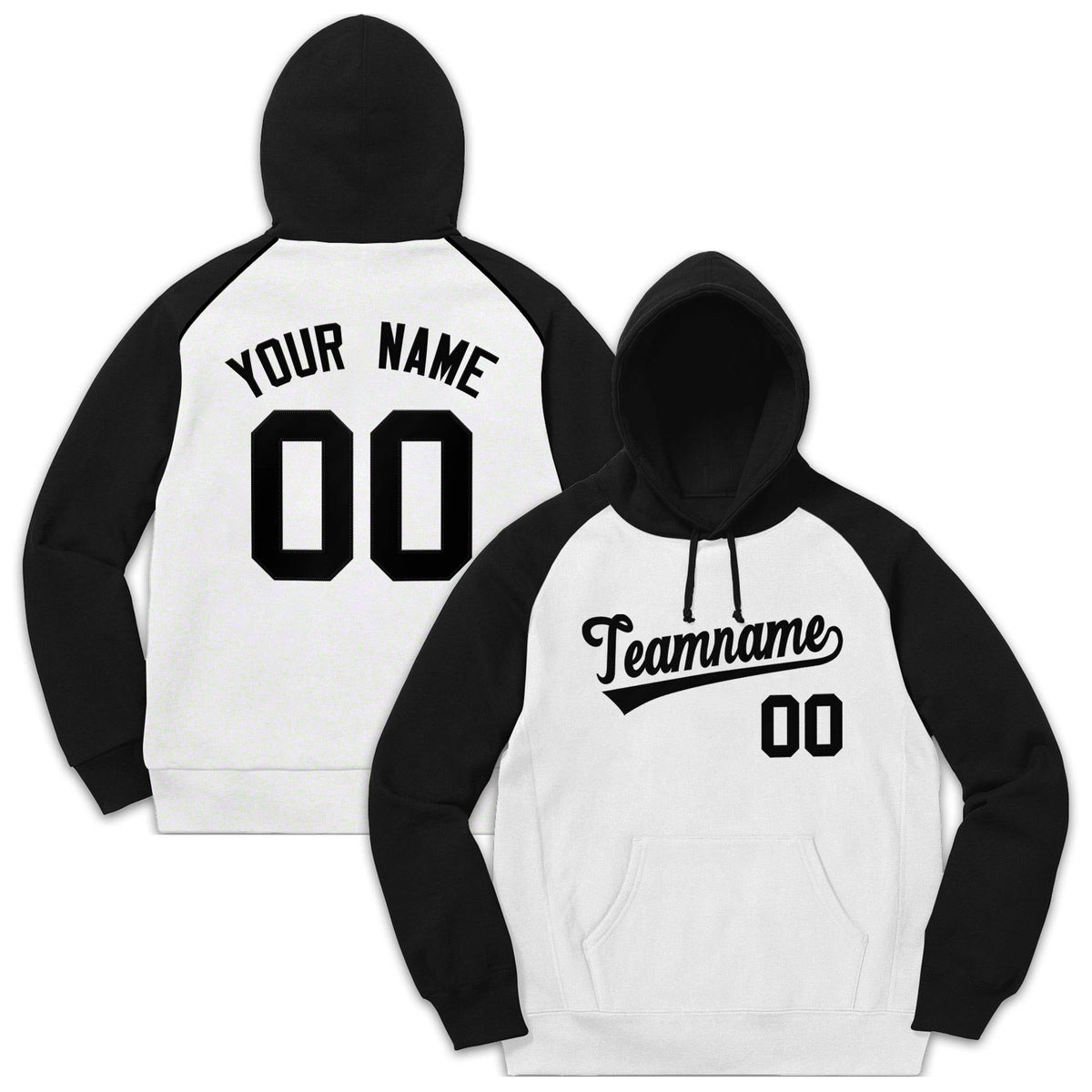 Custom Stitched Sportwear White Black Raglan Sleeves Pullover Hoodie| KXKSHOP