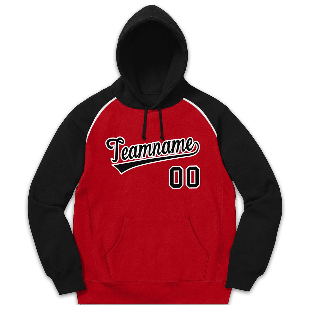 Custom Stitched Sportwear Red Black-White Raglan Sleeves Pullover Hoodie| KXKSHOP