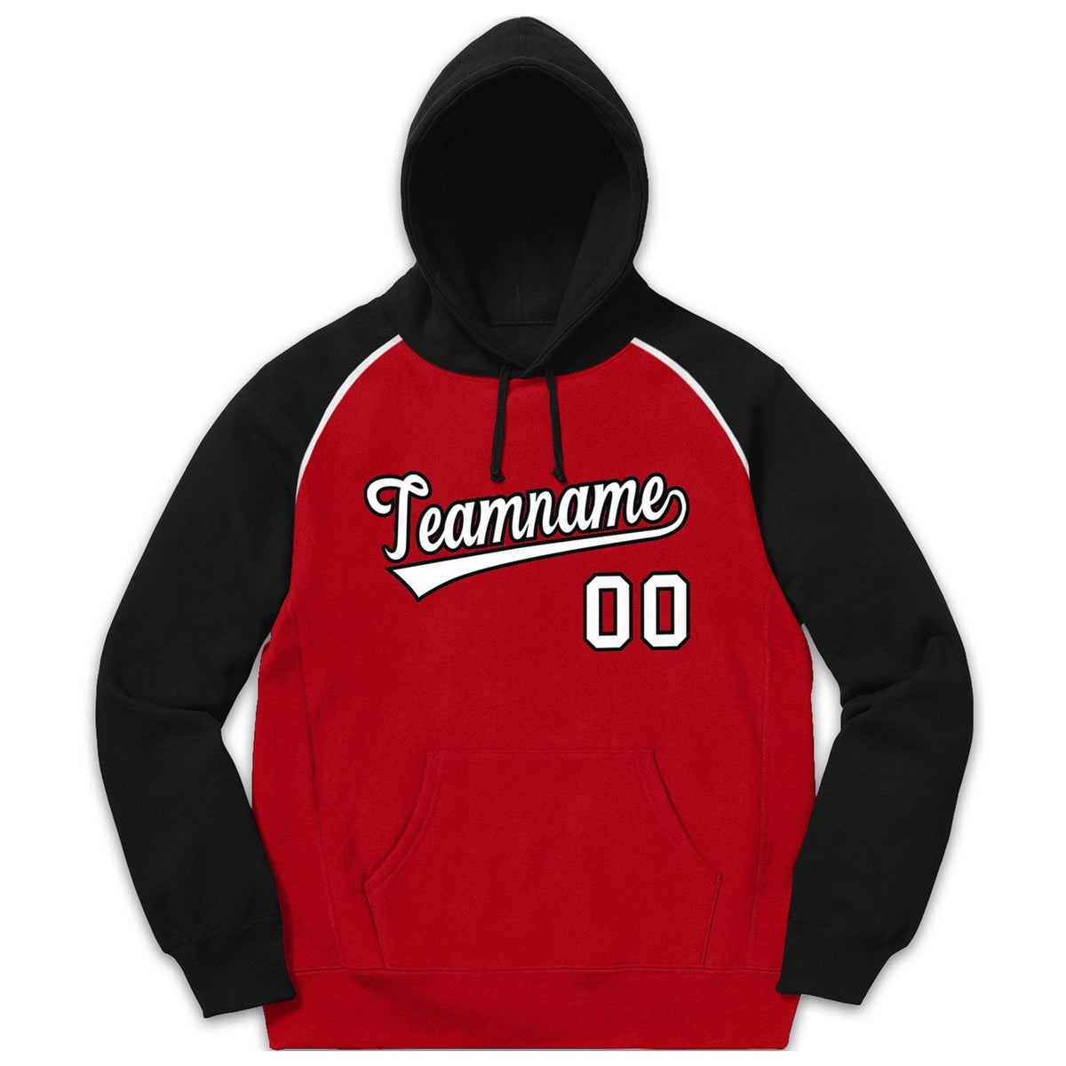 Custom Stitched Sportwear Red White-Black Raglan Sleeves Pullover Hoodie| KXKSHOP