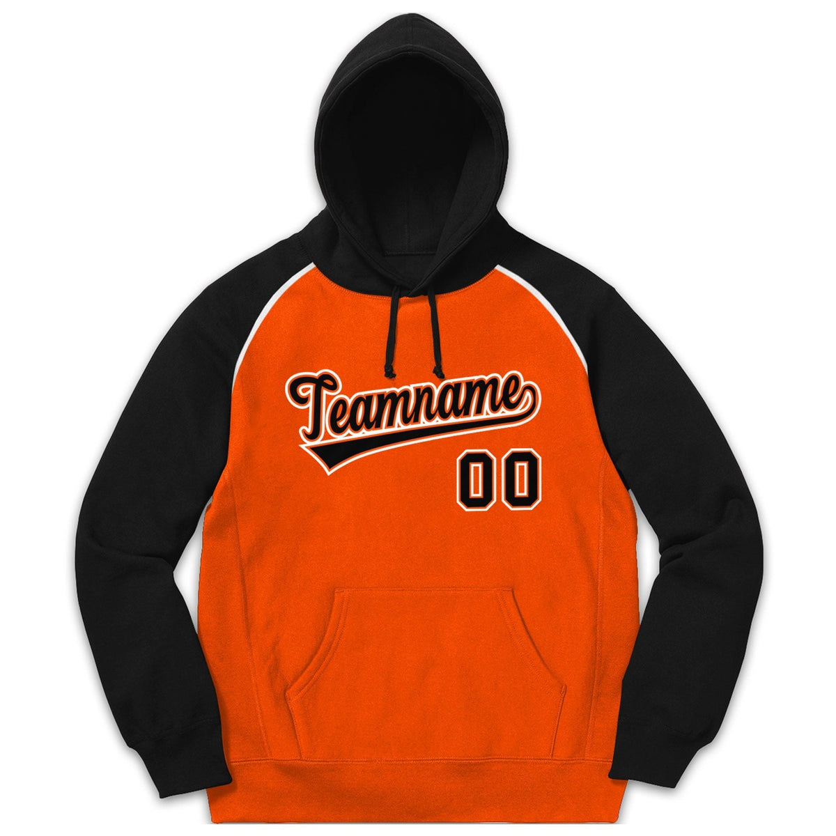 Custom Stitched Sportwear Orange Black-White Raglan Sleeves Pullover Hoodie| KXKSHOP
