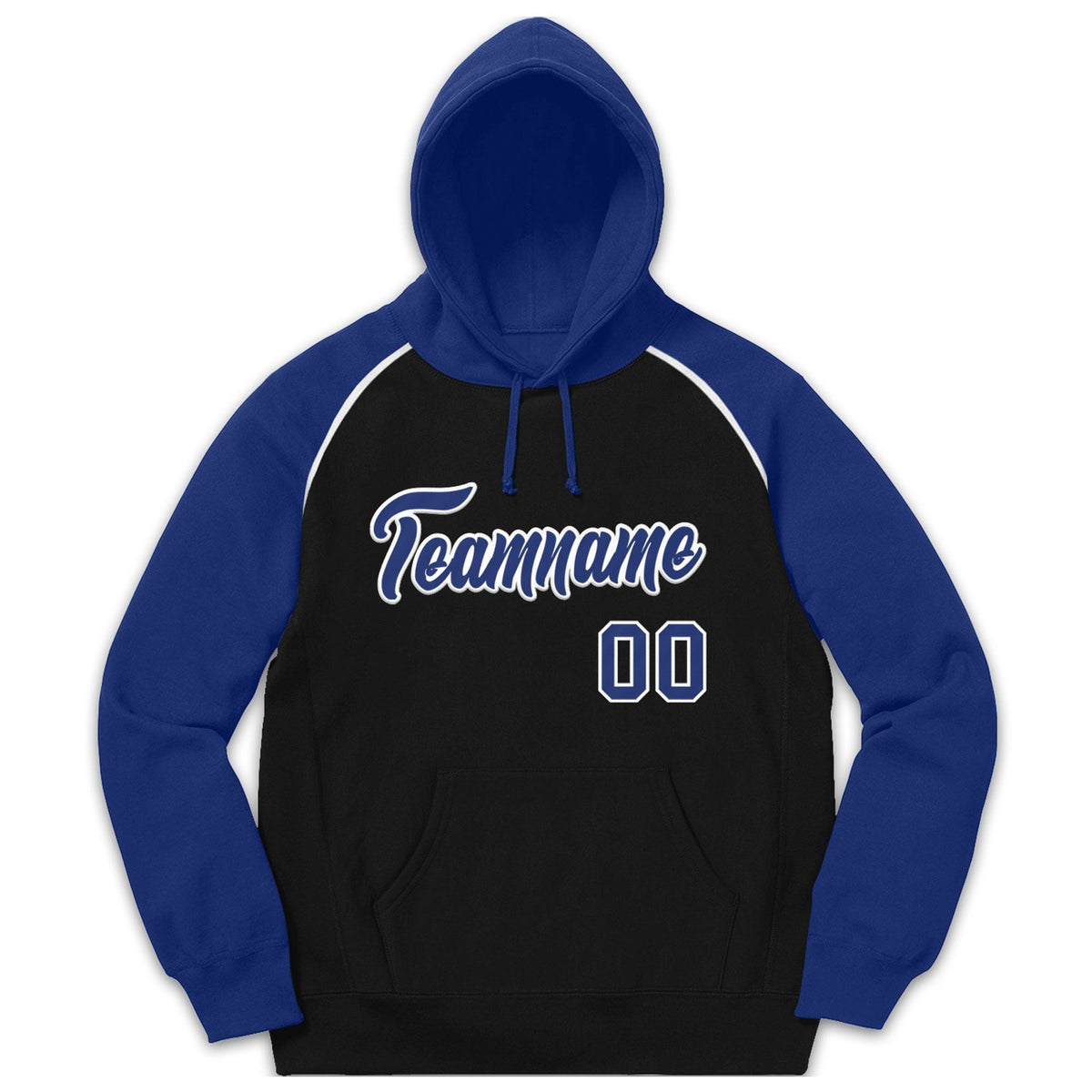 Custom Stitched Sportwear Black Royal-White Raglan Sleeves Pullover Hoodie| KXKSHOP