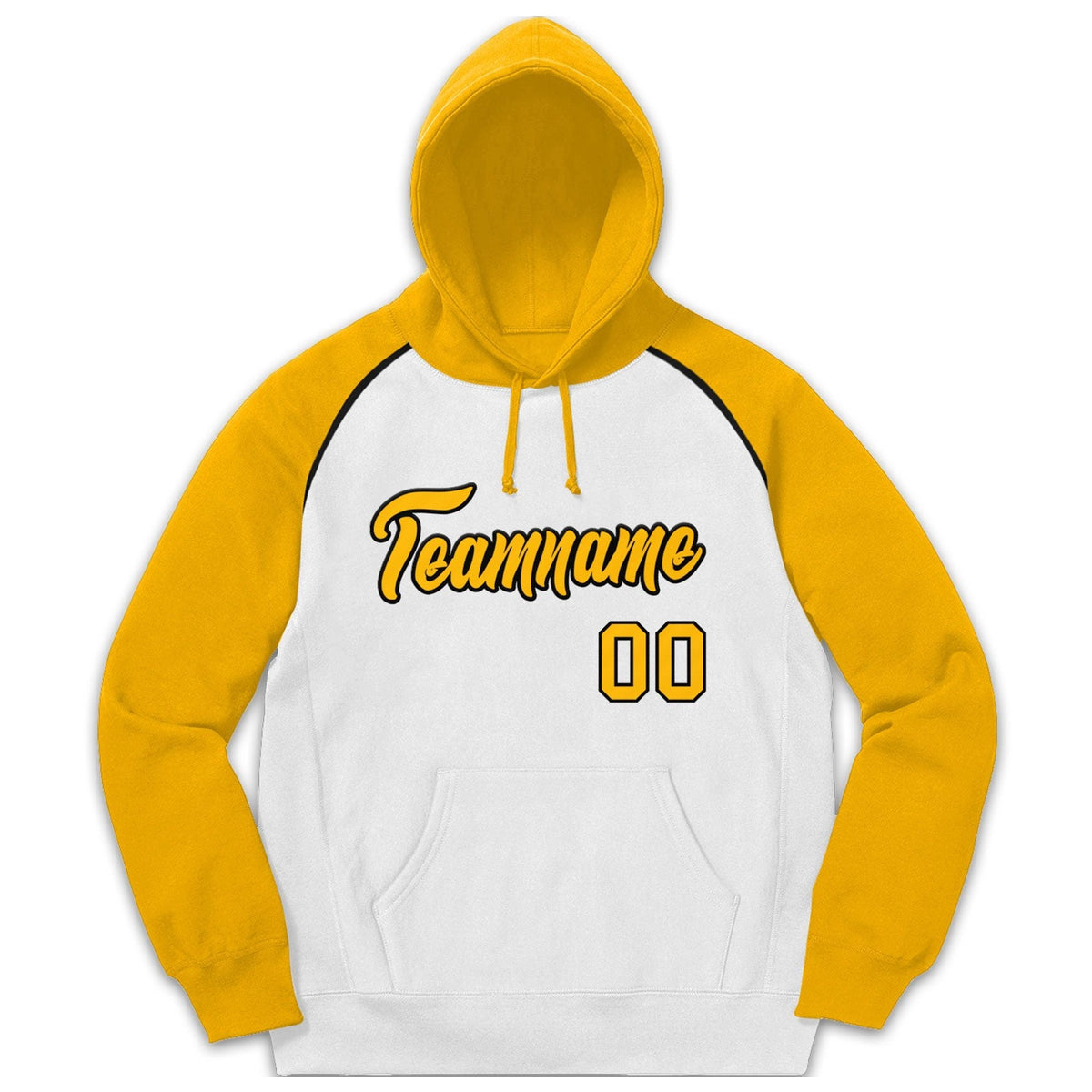 Custom Stitched Sportwear White Gold-Black Raglan Sleeves Pullover Hoodie| KXKSHOP