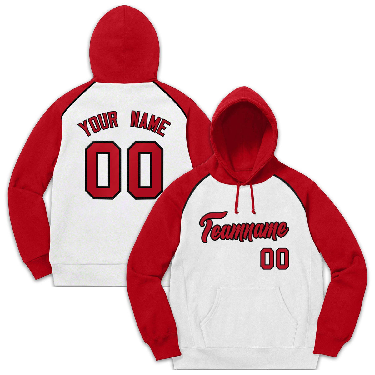 Custom Stitched Sportwear White Red-Black Raglan Sleeves Pullover Hoodie| KXKSHOP