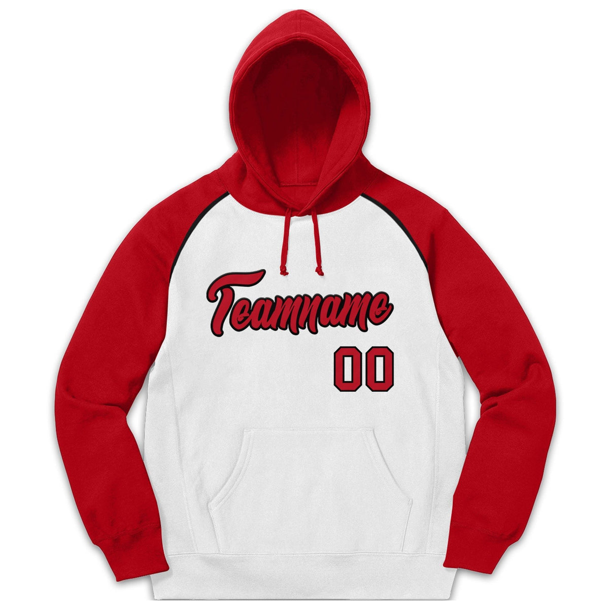 Custom Stitched Sportwear White Red-Black Raglan Sleeves Pullover Hoodie| KXKSHOP