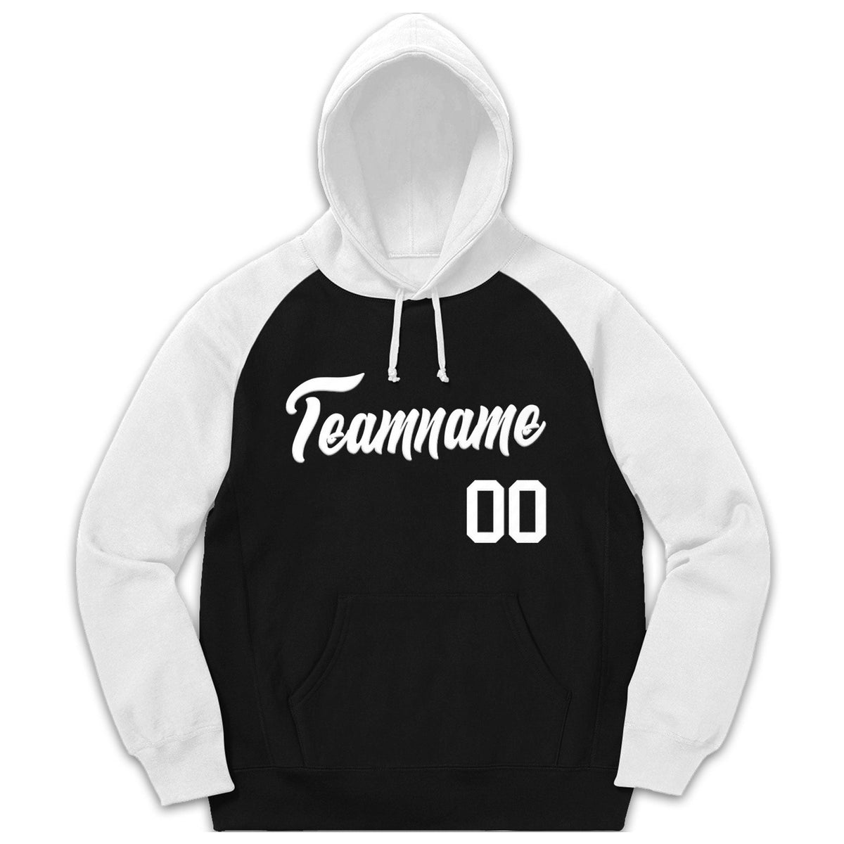 Custom Stitched Sportwear Black White Raglan Sleeves Pullover Hoodie| KXKSHOP