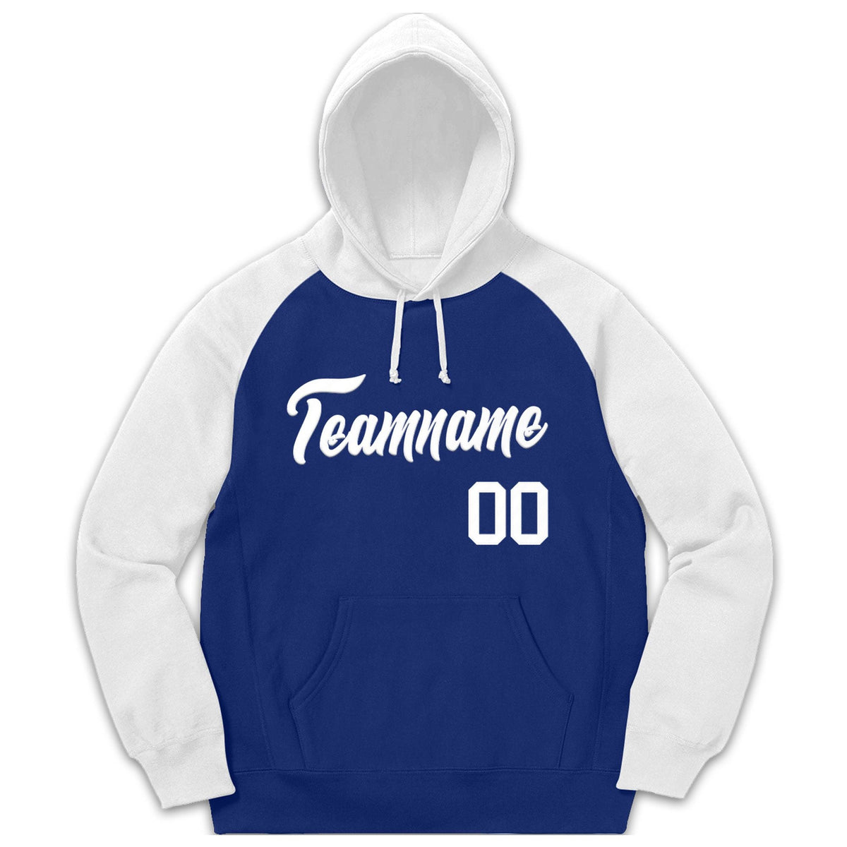 Custom Stitched Sportwear Royal White Raglan Sleeves Pullover Hoodie| KXKSHOP
