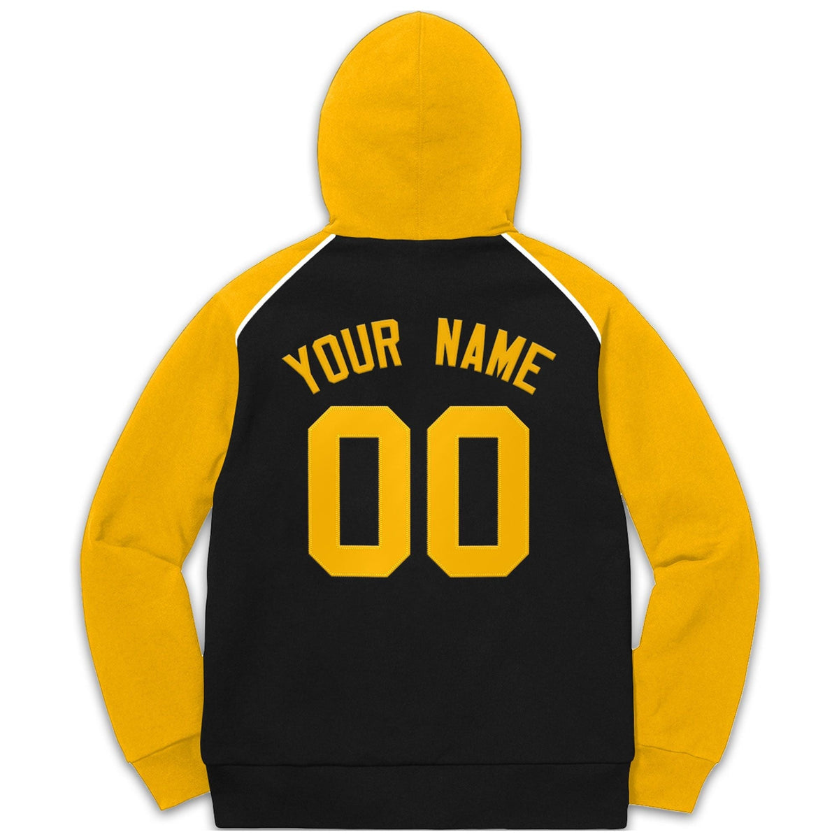 Custom Stitched Sportwear Black Gold Raglan Sleeves Pullover Hoodie| KXKSHOP